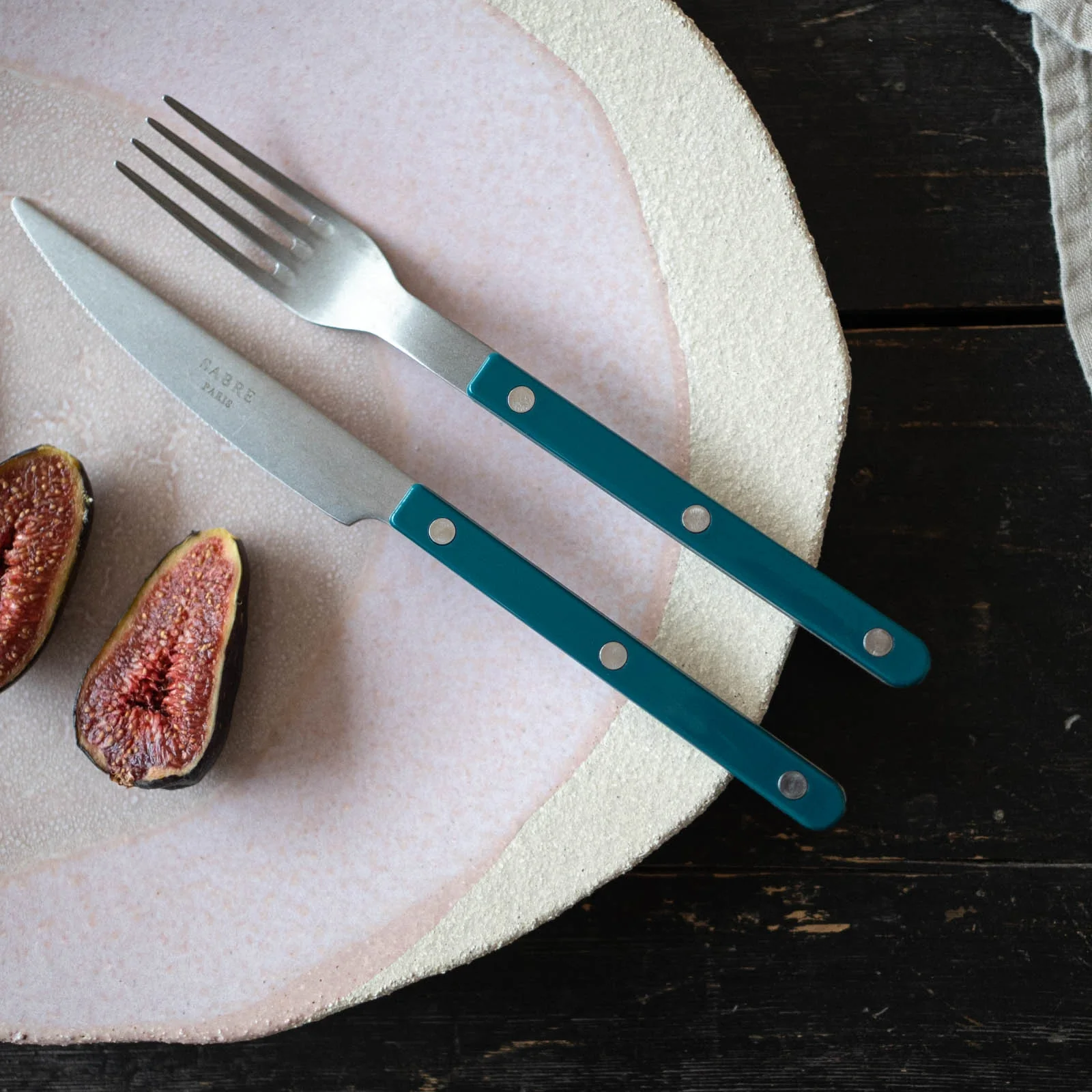 Bistrot Vintage Uni, Bleu canard - Fourchette de table - Image 3