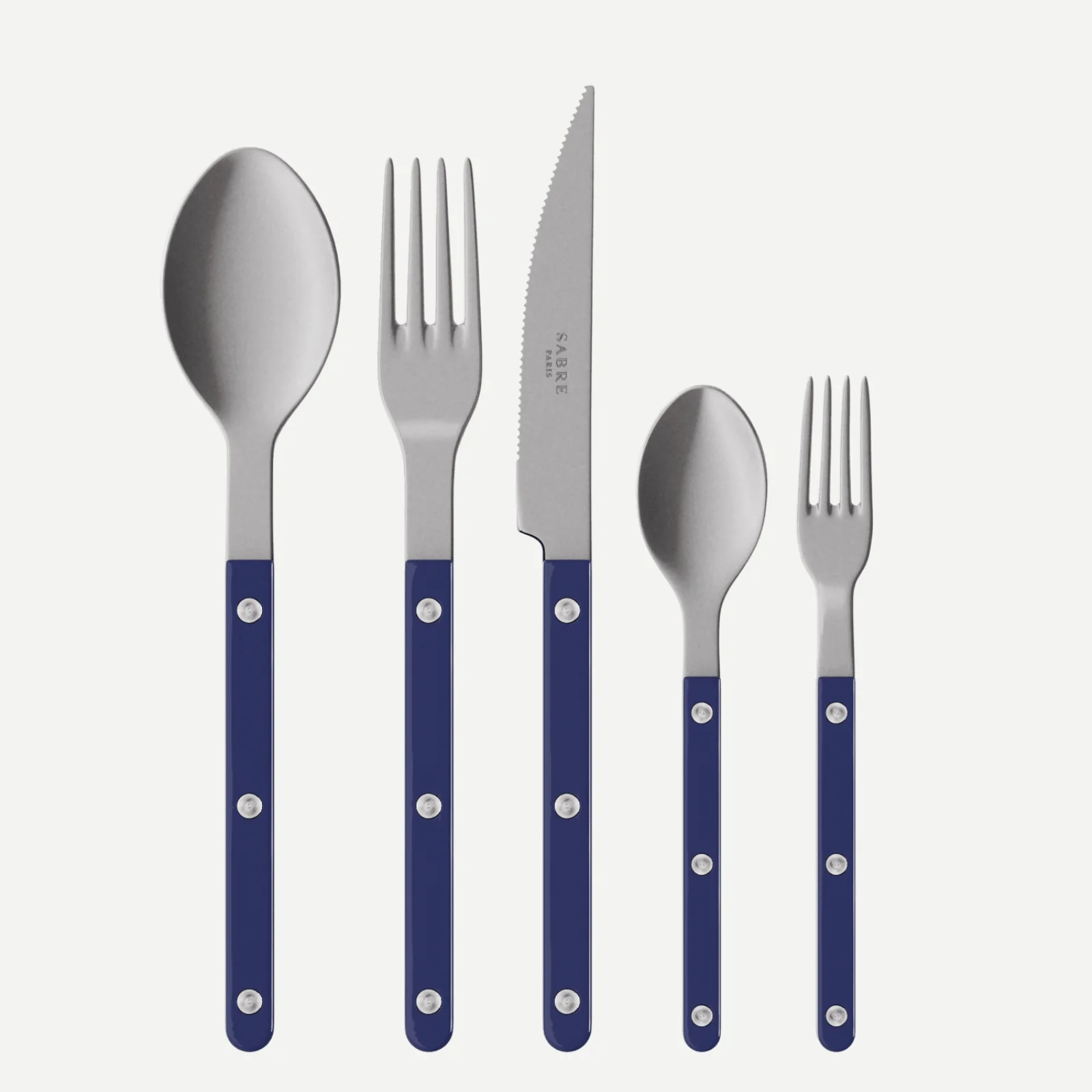 Bistrot Vintage Uni, Bleu marine - Set de 5 couverts de table