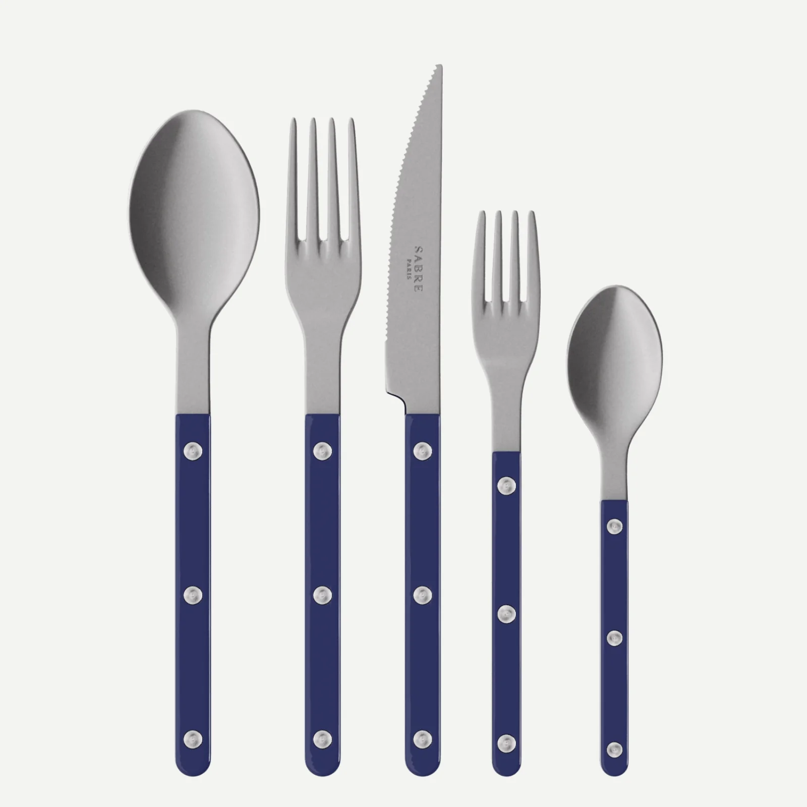Bistrot Vintage Uni, Bleu marine - Set de 5 couverts de table