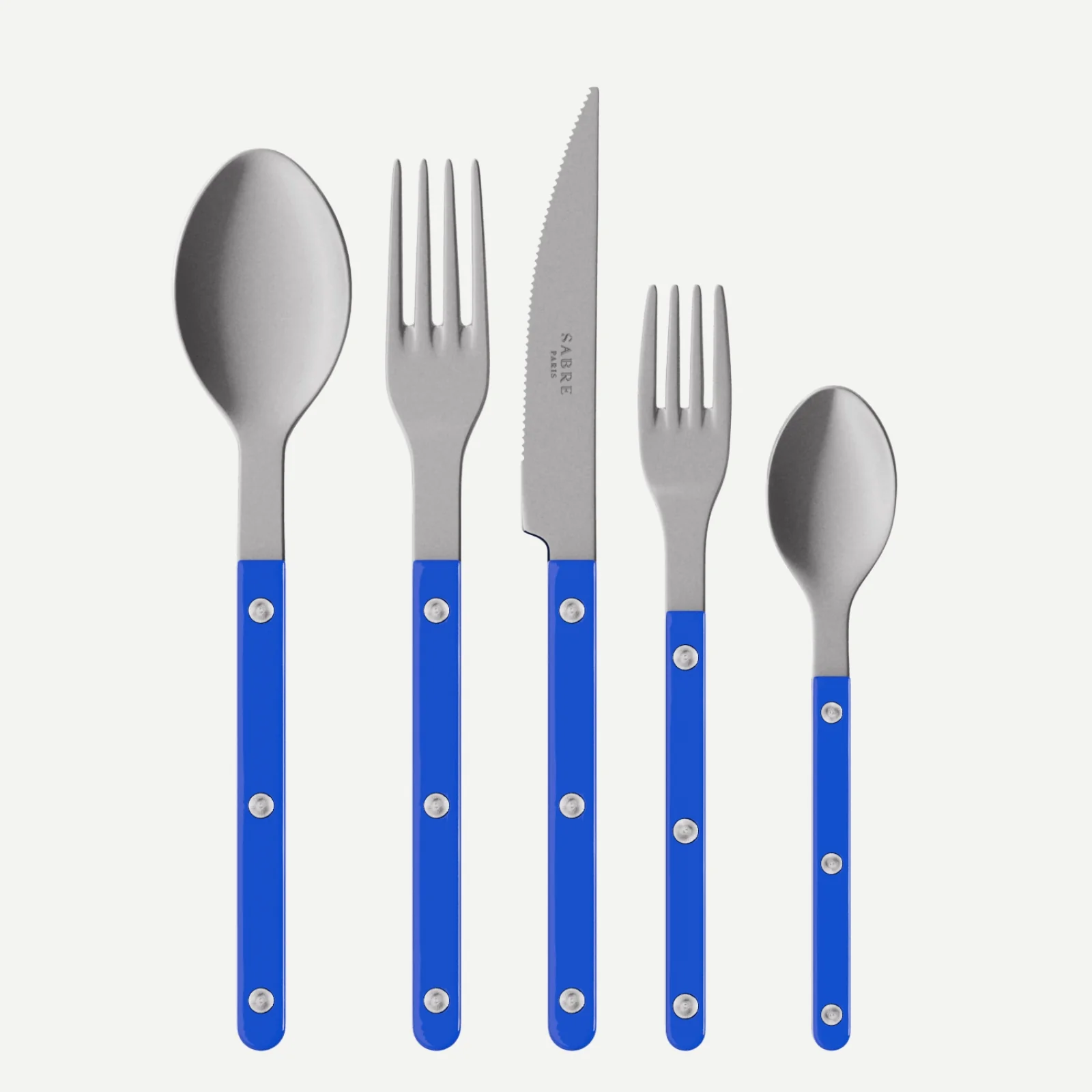 Bistrot Vintage Uni, Bleu outremer - Set de 5 couverts de table
