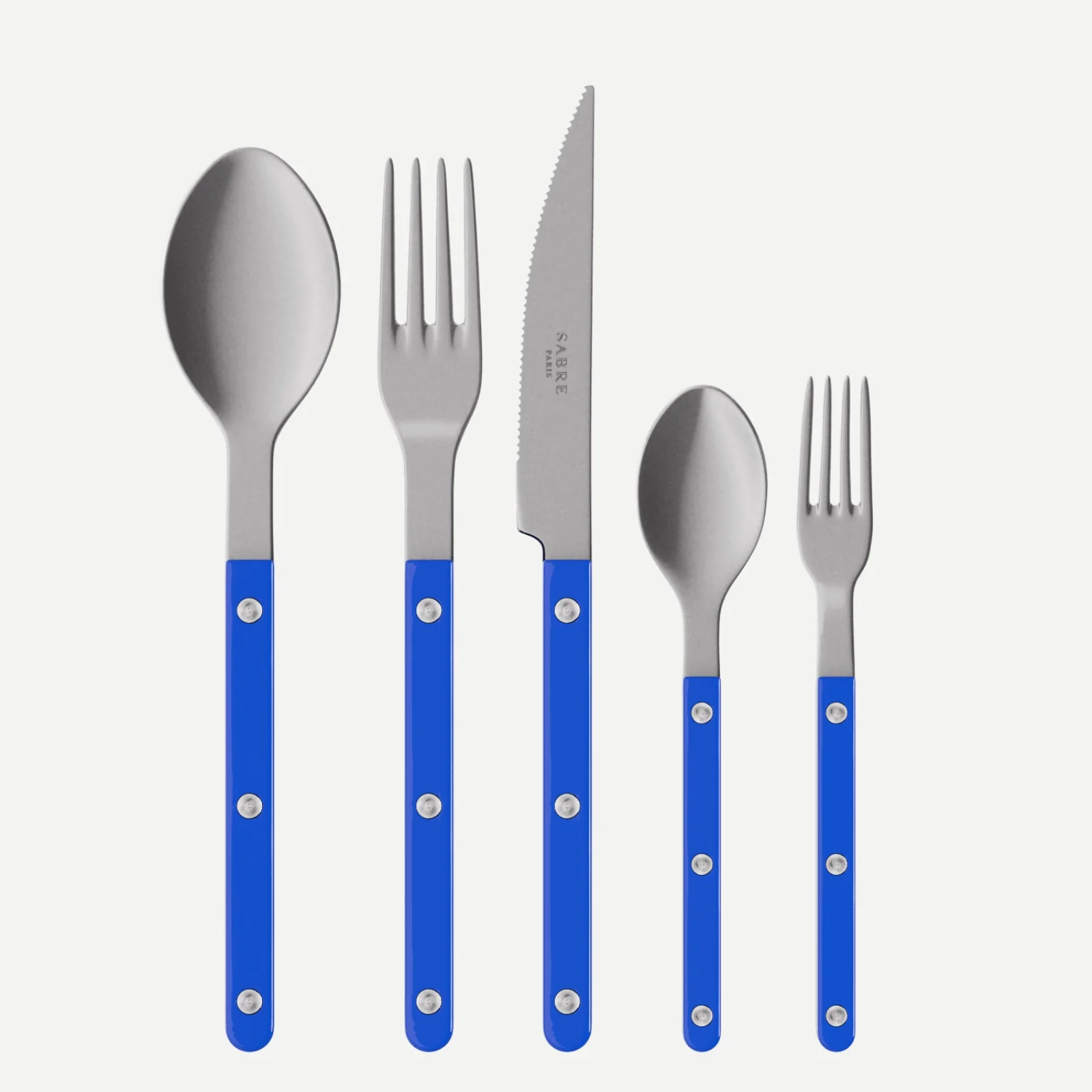 Bistrot Vintage Uni, Bleu outremer - Set de 5 couverts de table