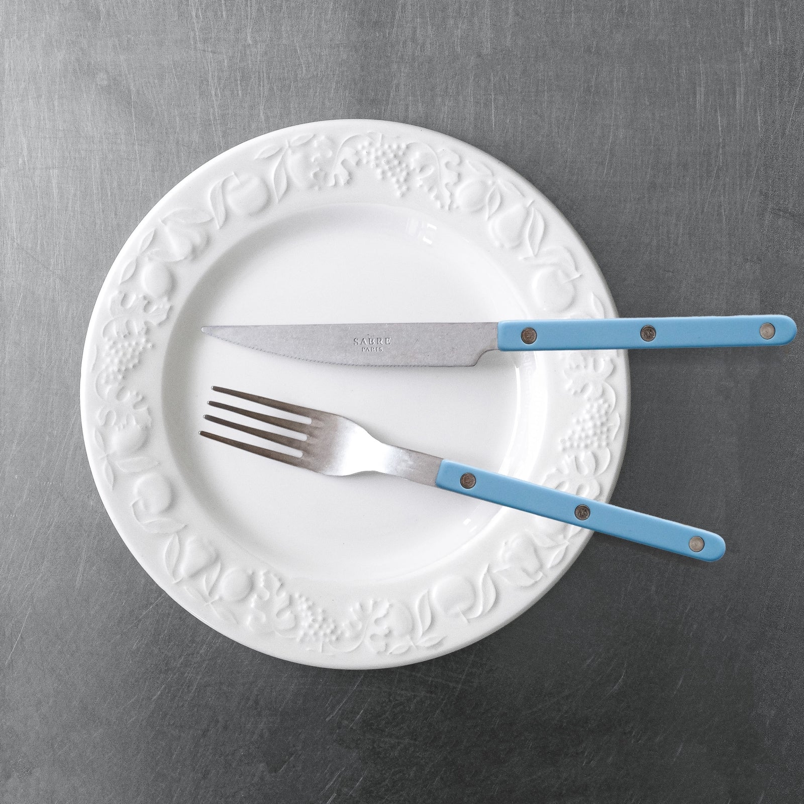 Bistrot Vintage Uni, Bleu pastel - Set de 5 couverts de table - Image 2