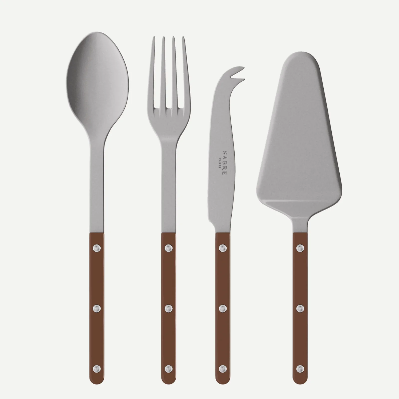 Bistrot Vintage Uni, Chocolat - Set Les Essentiels Bistrot - ensemble de 4 couverts de service