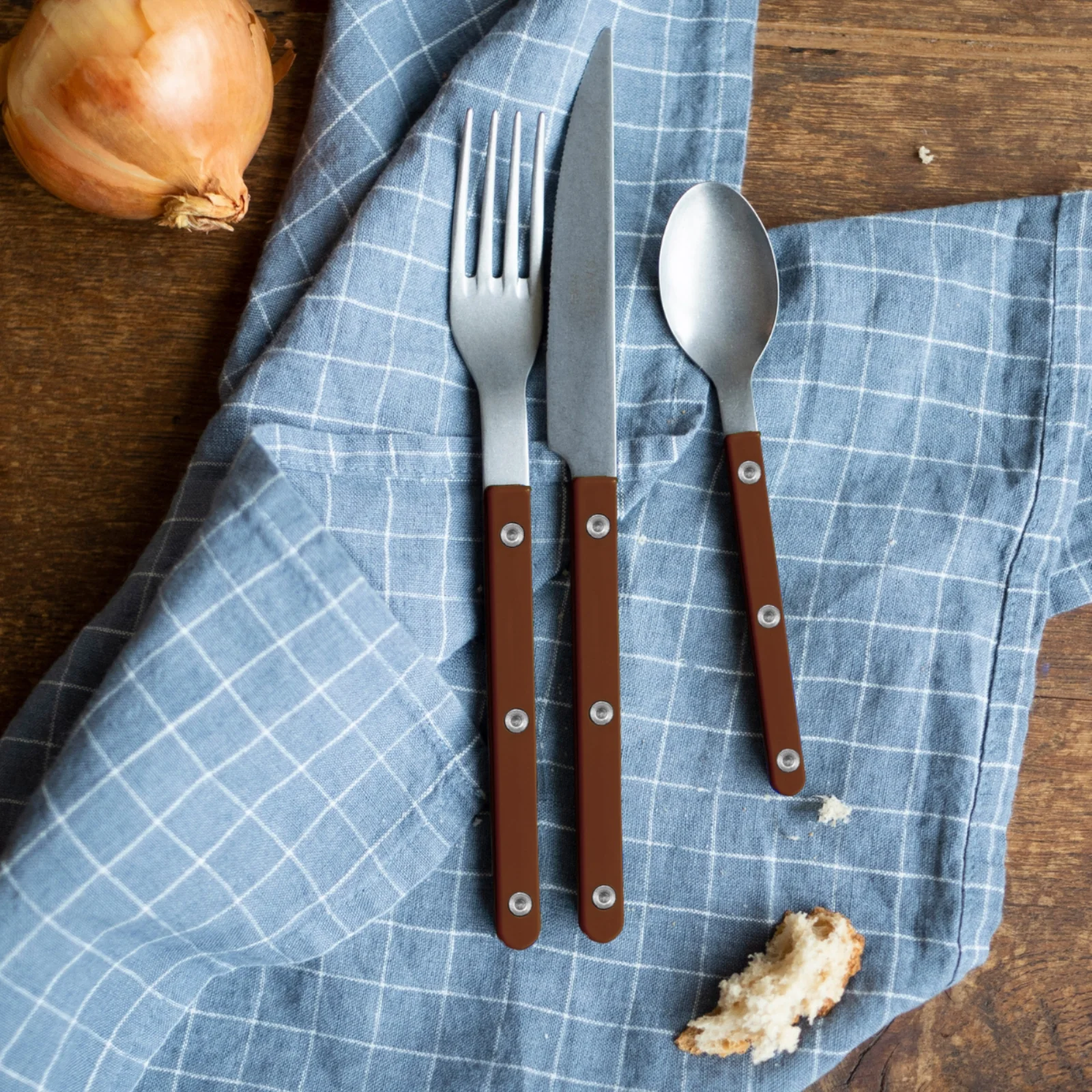 Bistrot Vintage Uni, Chocolat - Fourchette de table - Image 2