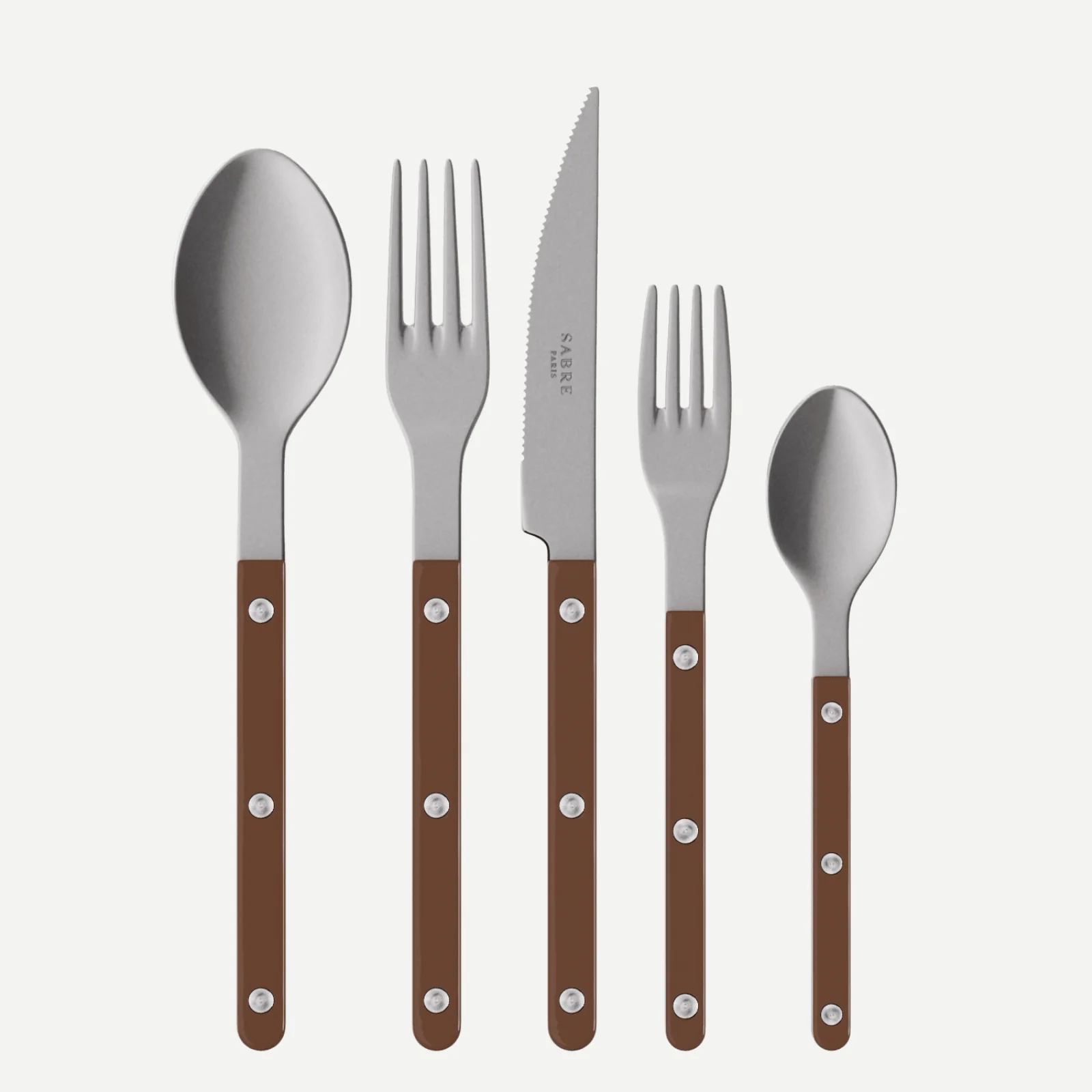 Bistrot Vintage Uni, Chocolat - Set de 5 couverts de table