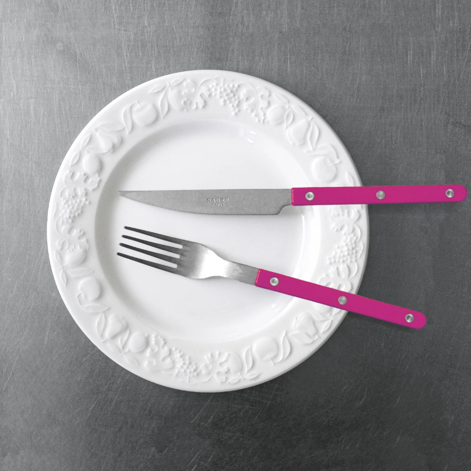 Bistrot Vintage Uni, Framboise - Set de 5 couverts de table - Image 2