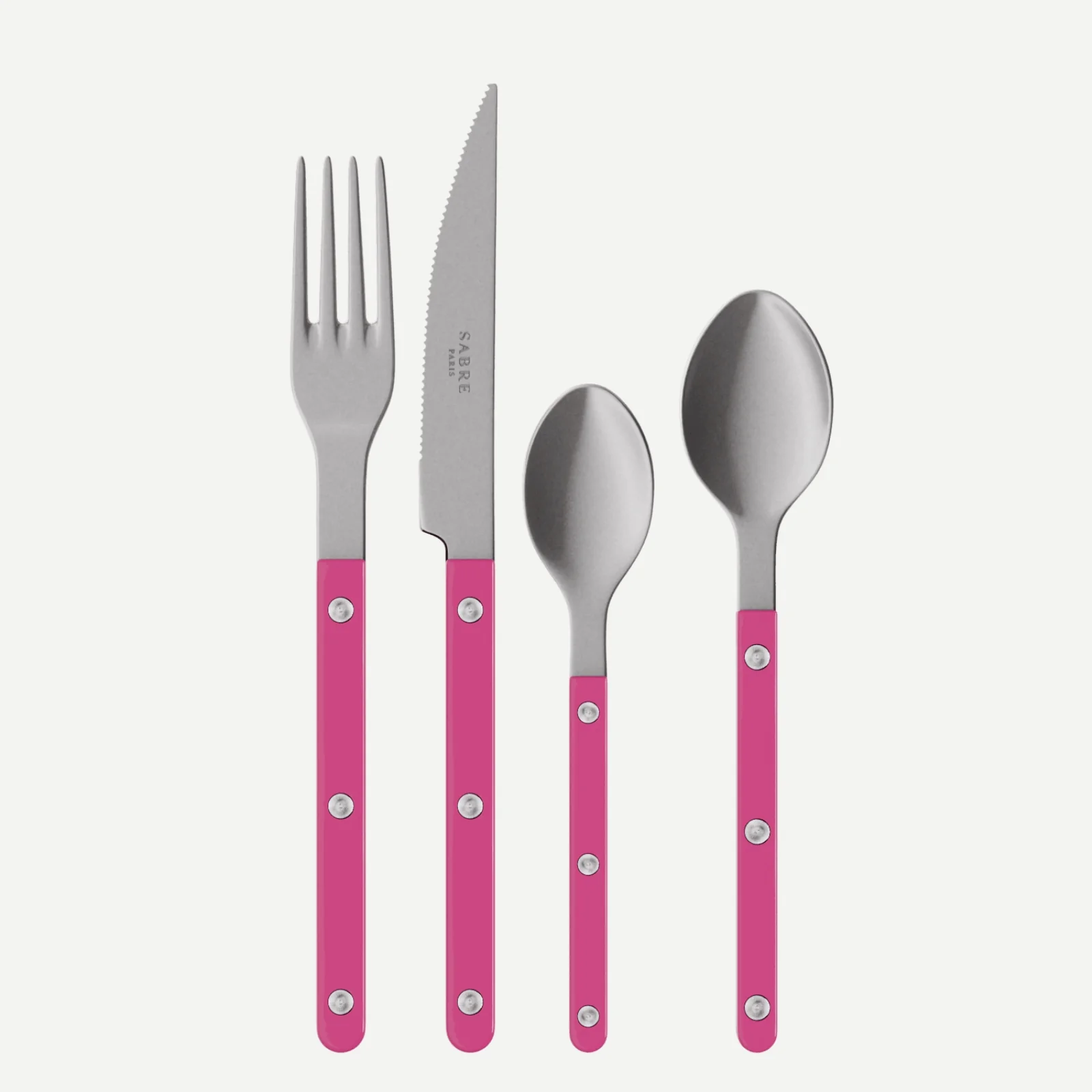 Bistrot Vintage Uni, Framboise - Set de 4 couverts de table