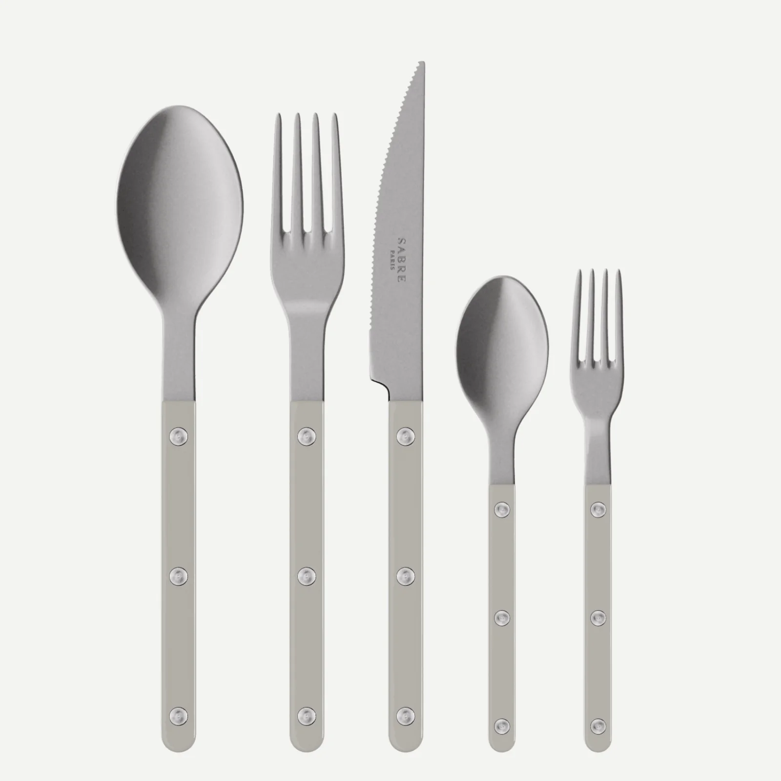 Bistrot Vintage Uni, Gris - Set de 5 couverts de table