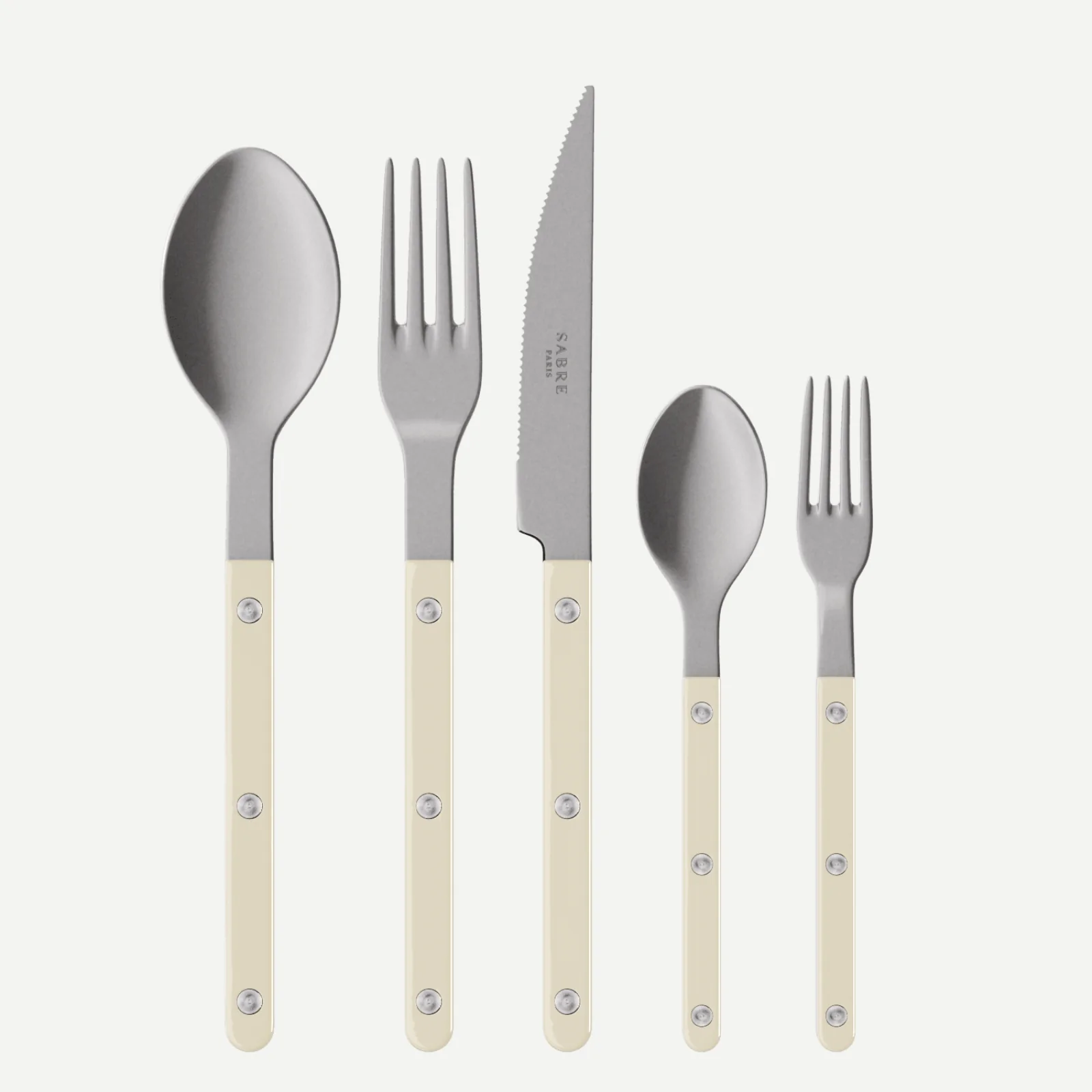 Bistrot Vintage Uni, Ivoire - Set de 5 couverts de table