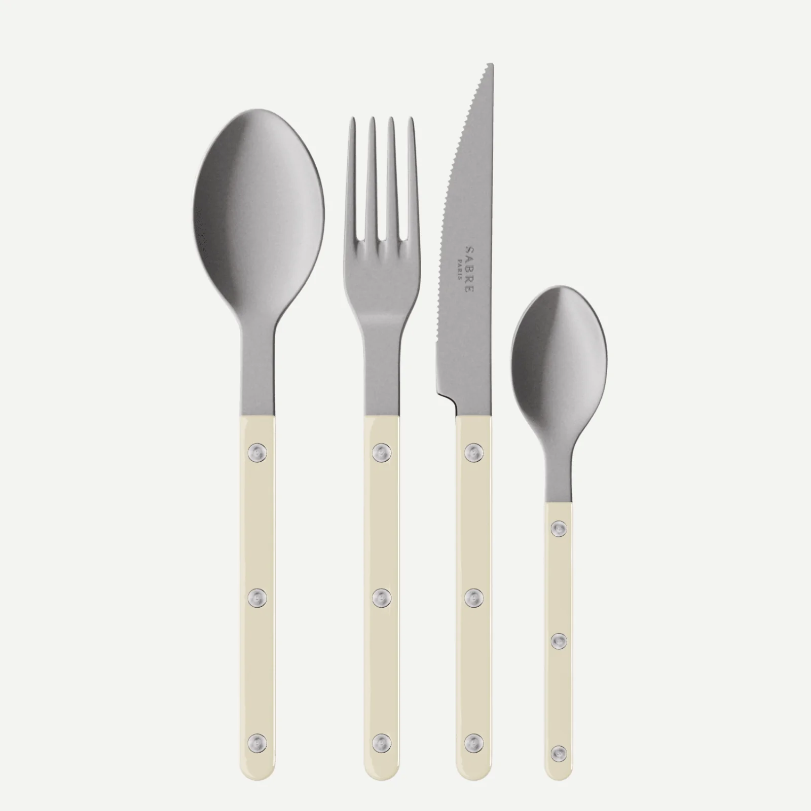 Bistrot Vintage Uni, Ivoire - Set de 4 couverts de table