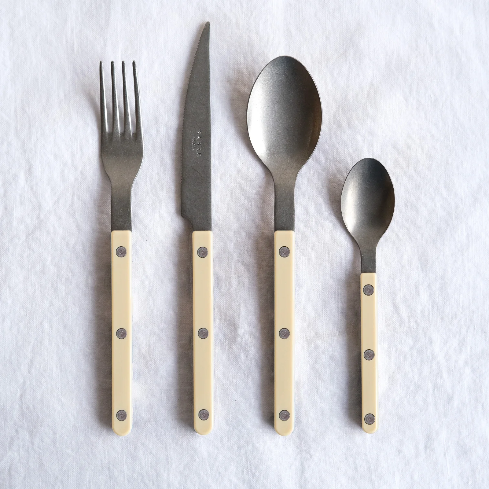 Bistrot Vintage Uni, Ivoire - Set de 4 couverts de table - Image 2