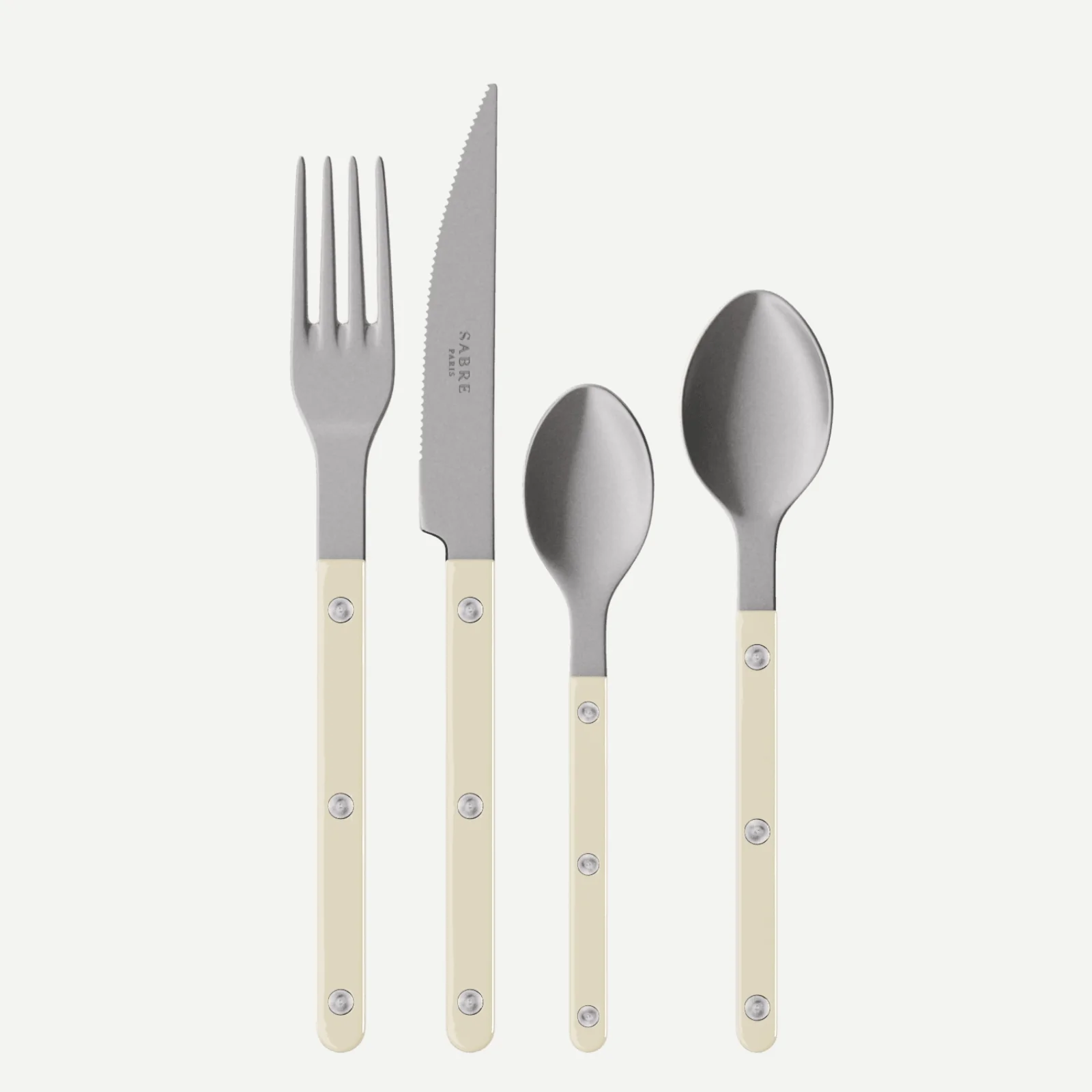 Bistrot Vintage Uni, Ivoire - Set de 4 couverts de table