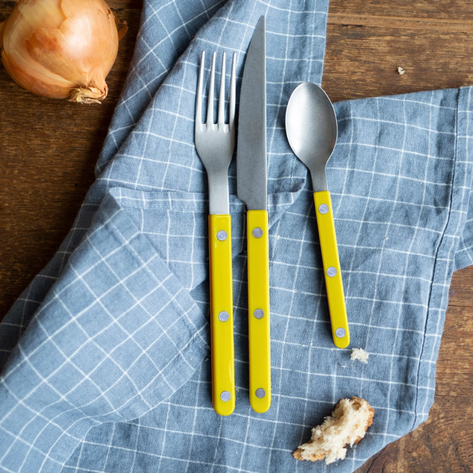 Bistrot Vintage Uni, Jaune - Fourchette de table - Image 2