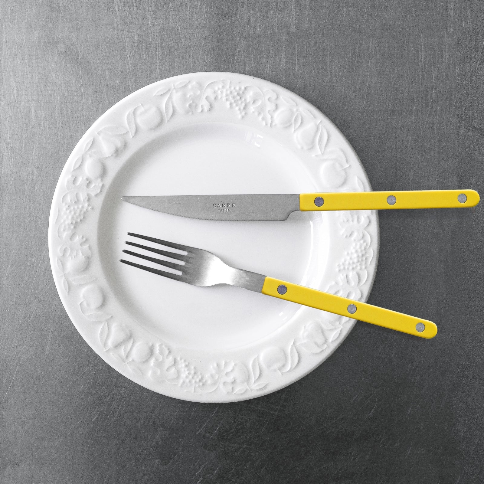 Bistrot Vintage Uni, Jaune - Set de 5 couverts de table - Image 3