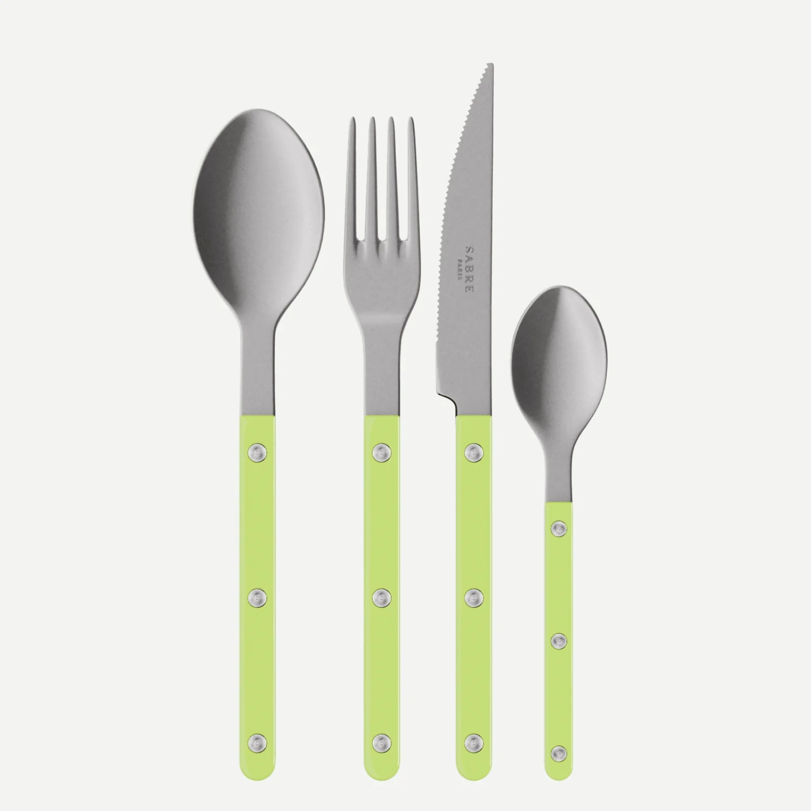 Bistrot Vintage Uni, Lime - Set de 4 couverts de table