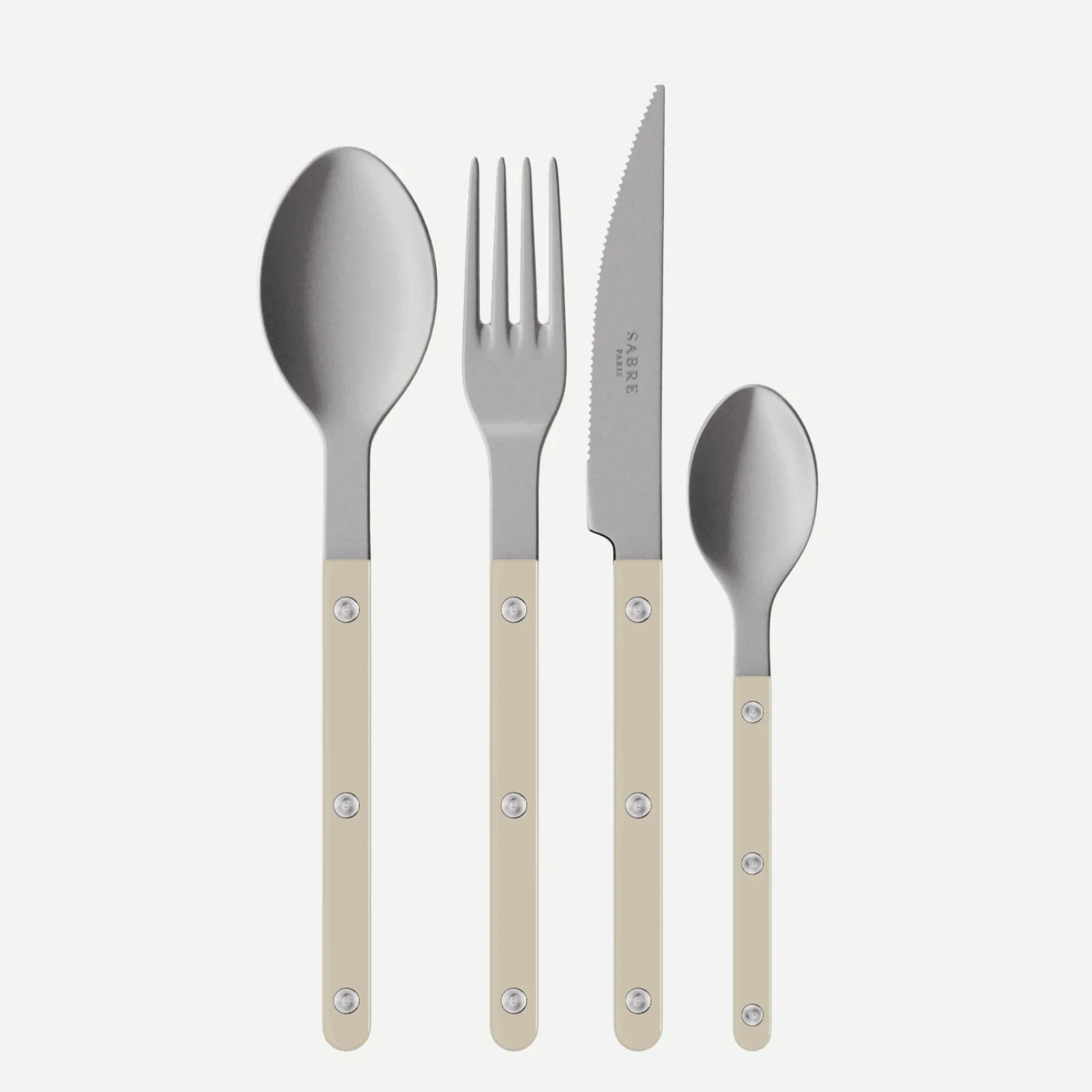 Bistrot Vintage Uni, Mastic - Set de 4 couverts de table