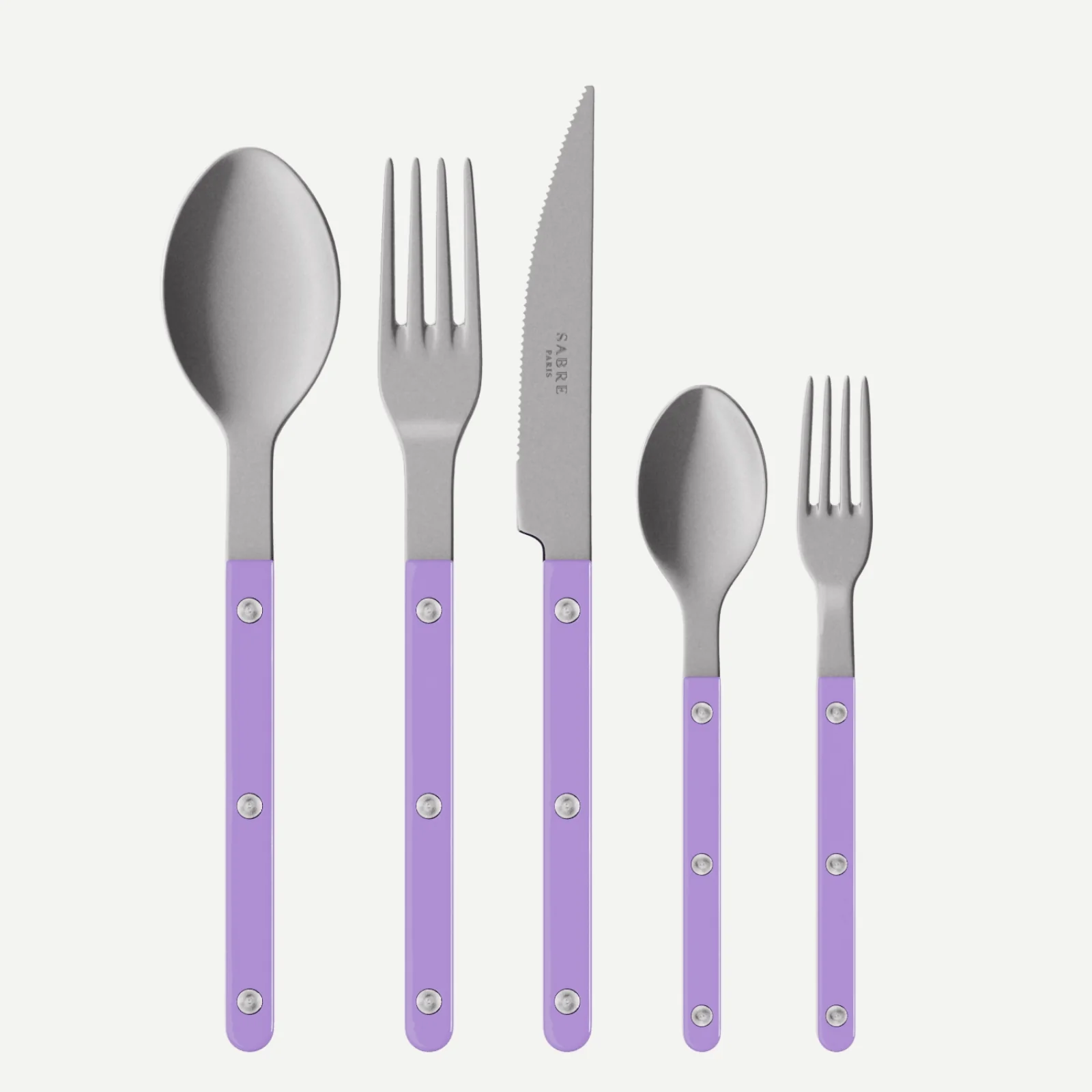 Bistrot Vintage Uni, Mauve - Set de 5 couverts de table