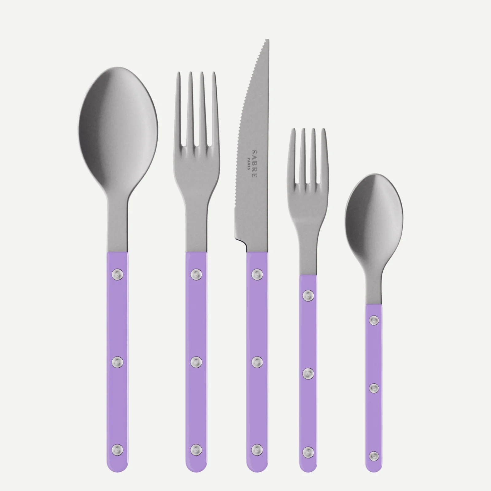 Bistrot Vintage Uni, Mauve - Set de 5 couverts de table