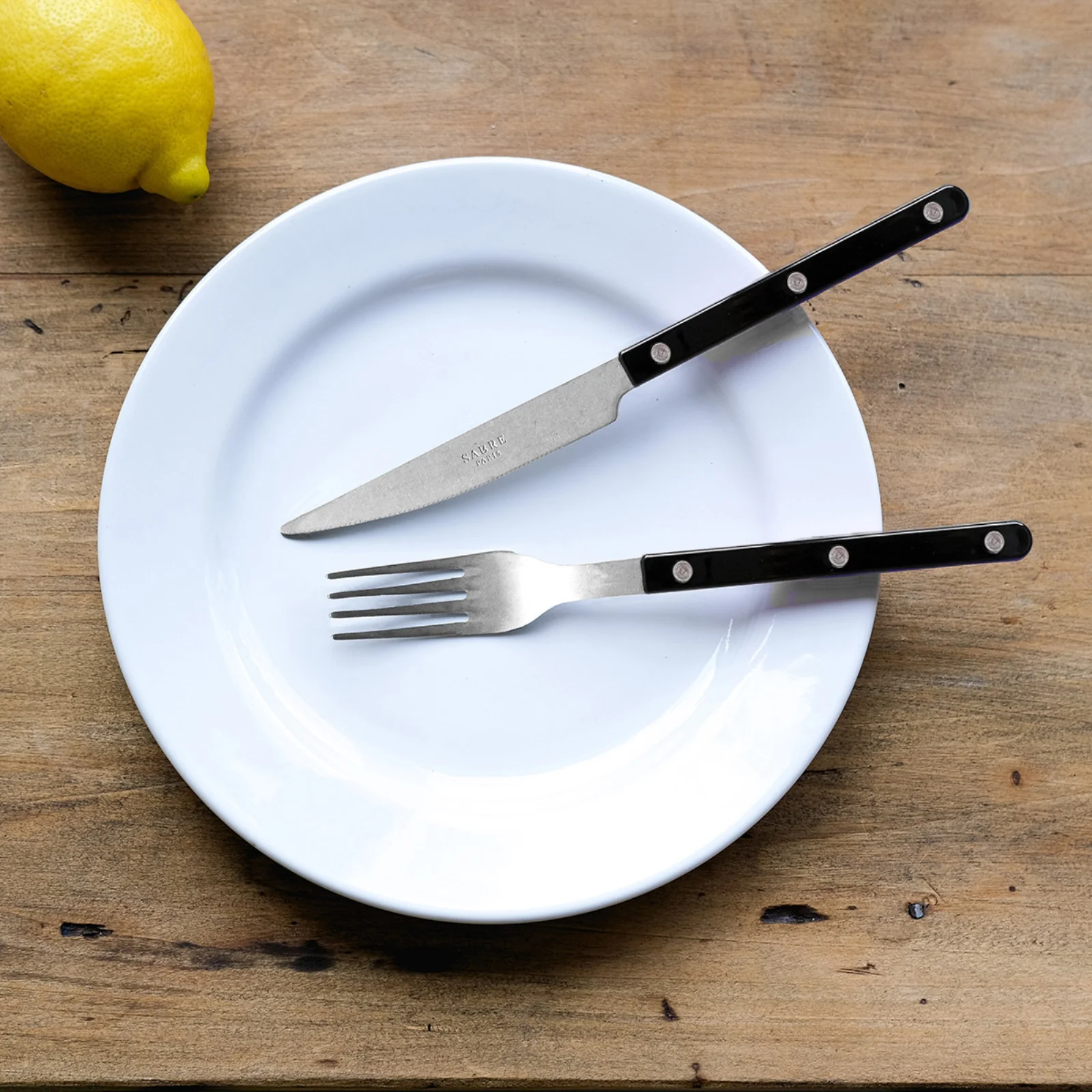 Bistrot Vintage Uni, Noir - Coffret de 4 couverts de table - Image 2
