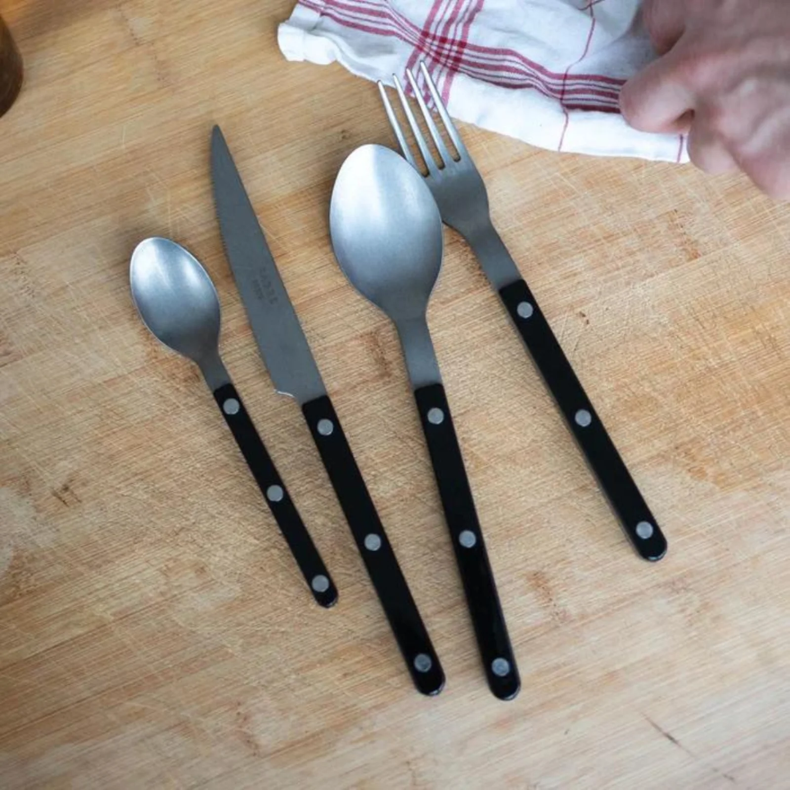 Bistrot Vintage Uni, Noir - Set de 4 couverts de table - Image 2