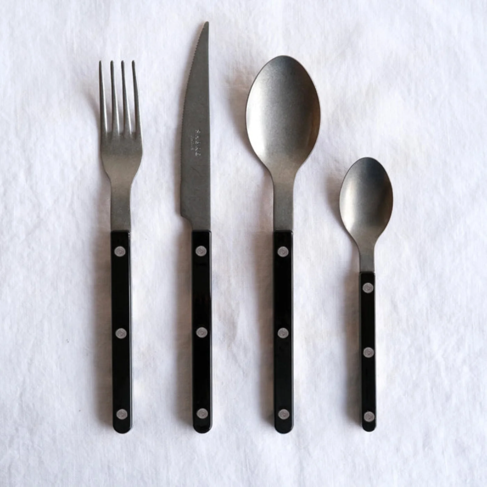 Bistrot Vintage Uni, Noir - Set de 4 couverts de table - Image 4