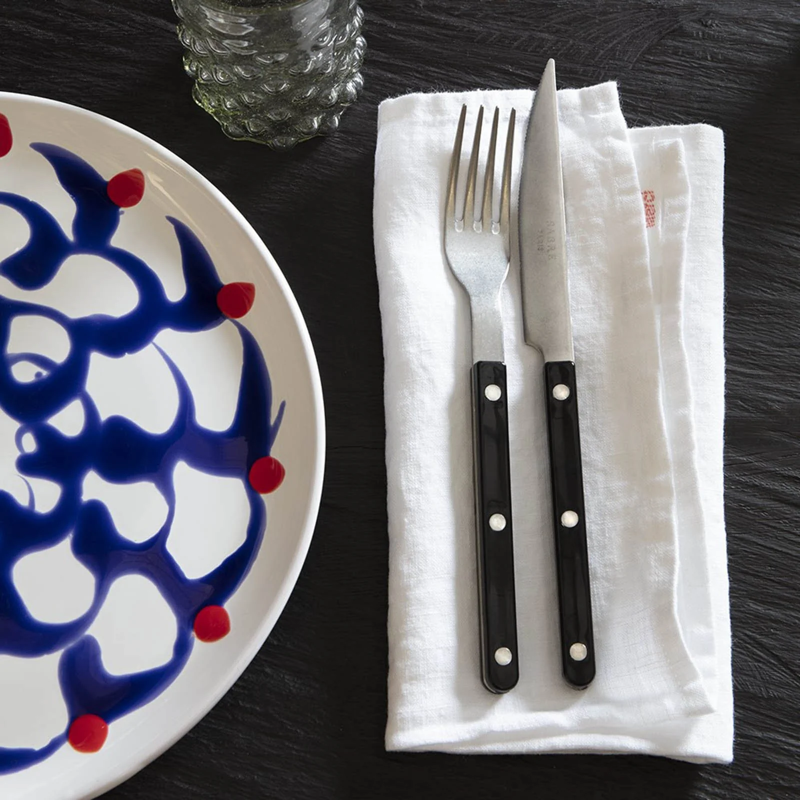Bistrot Vintage Uni, Noir - Set de 5 couverts de table - Image 3