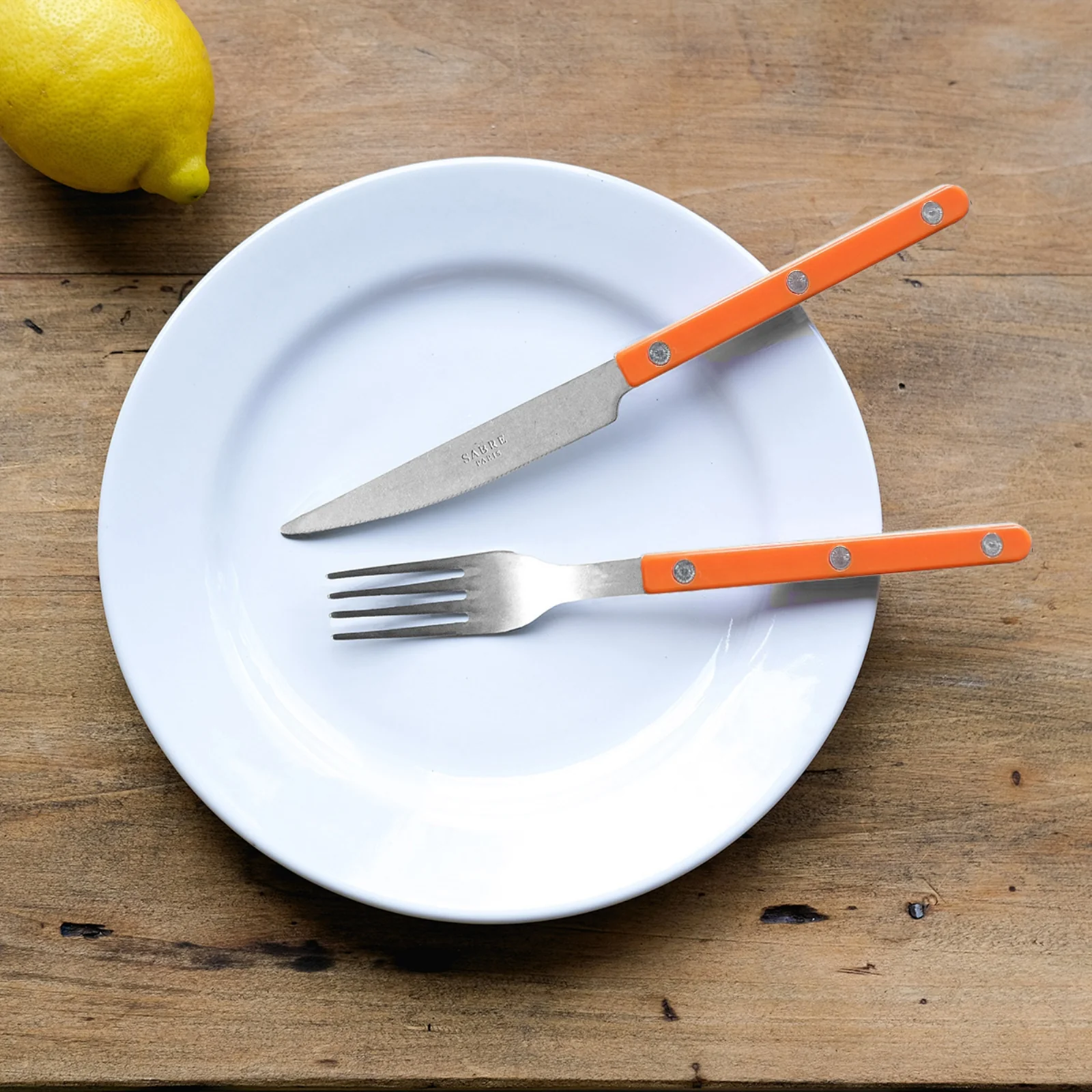 Bistrot Vintage Uni, Orange - Coffret de 5 couverts de table - Image 2