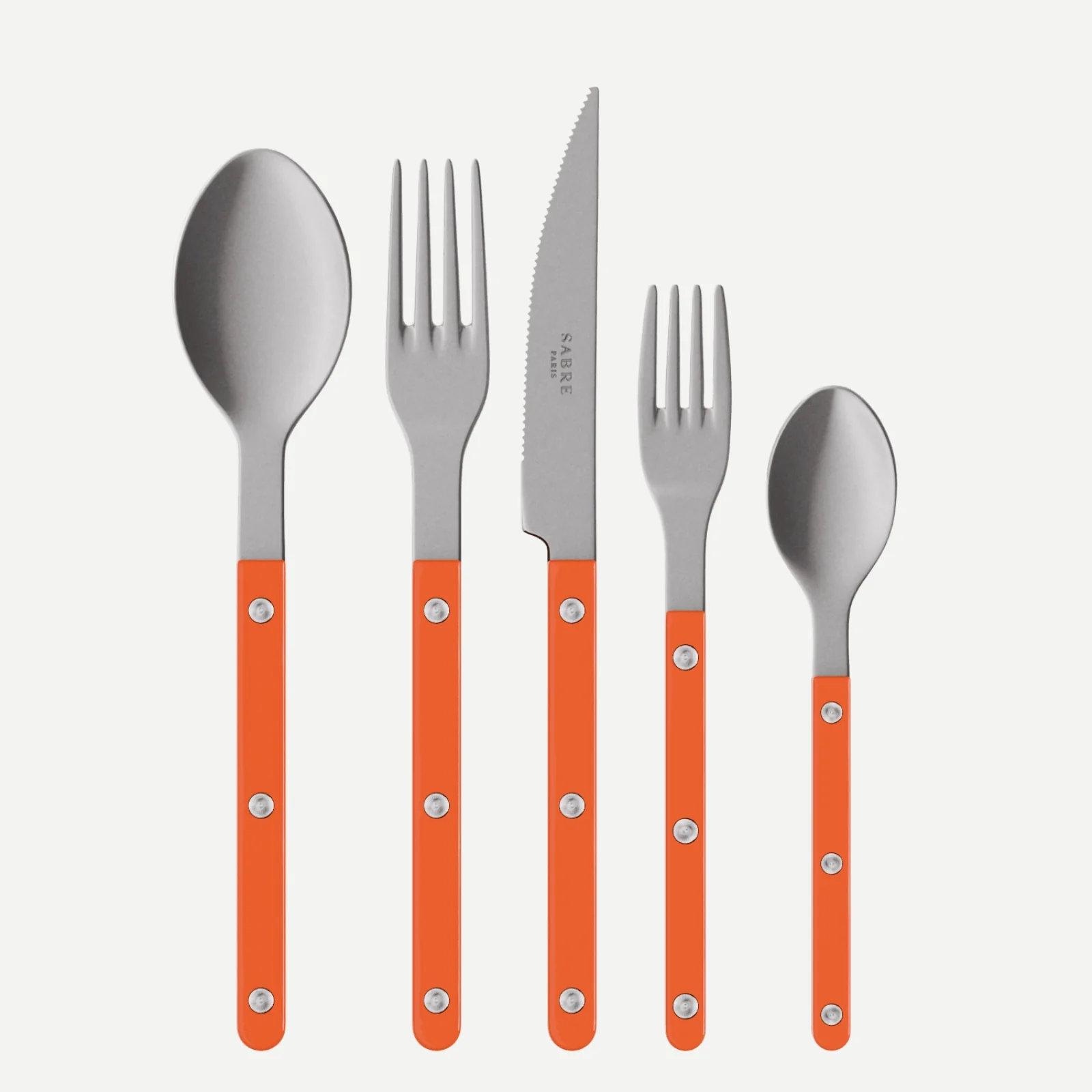 Bistrot Vintage Uni, Orange - Set de 5 couverts de table
