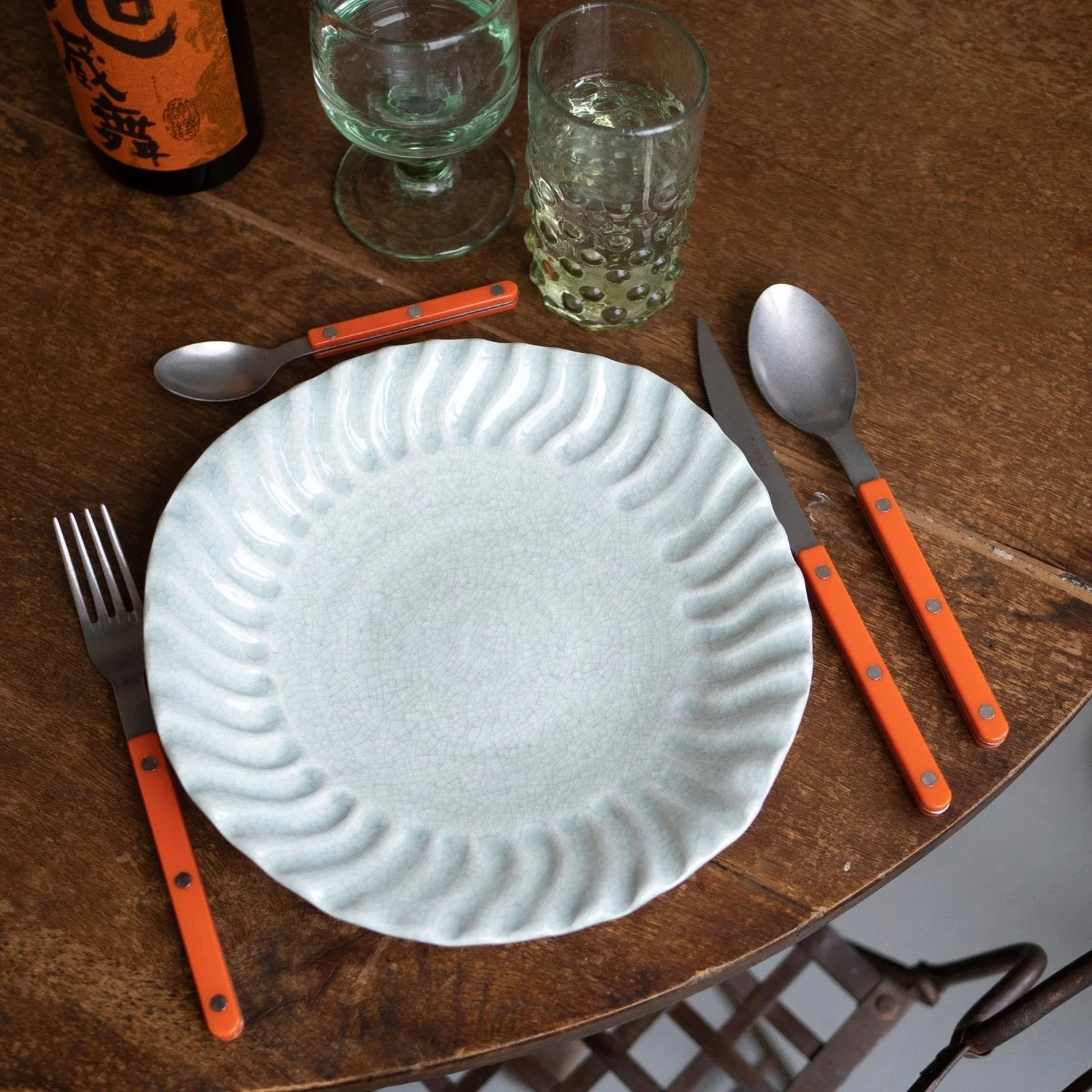 Bistrot Vintage Uni, Orange - Set de 5 couverts de table - Image 2