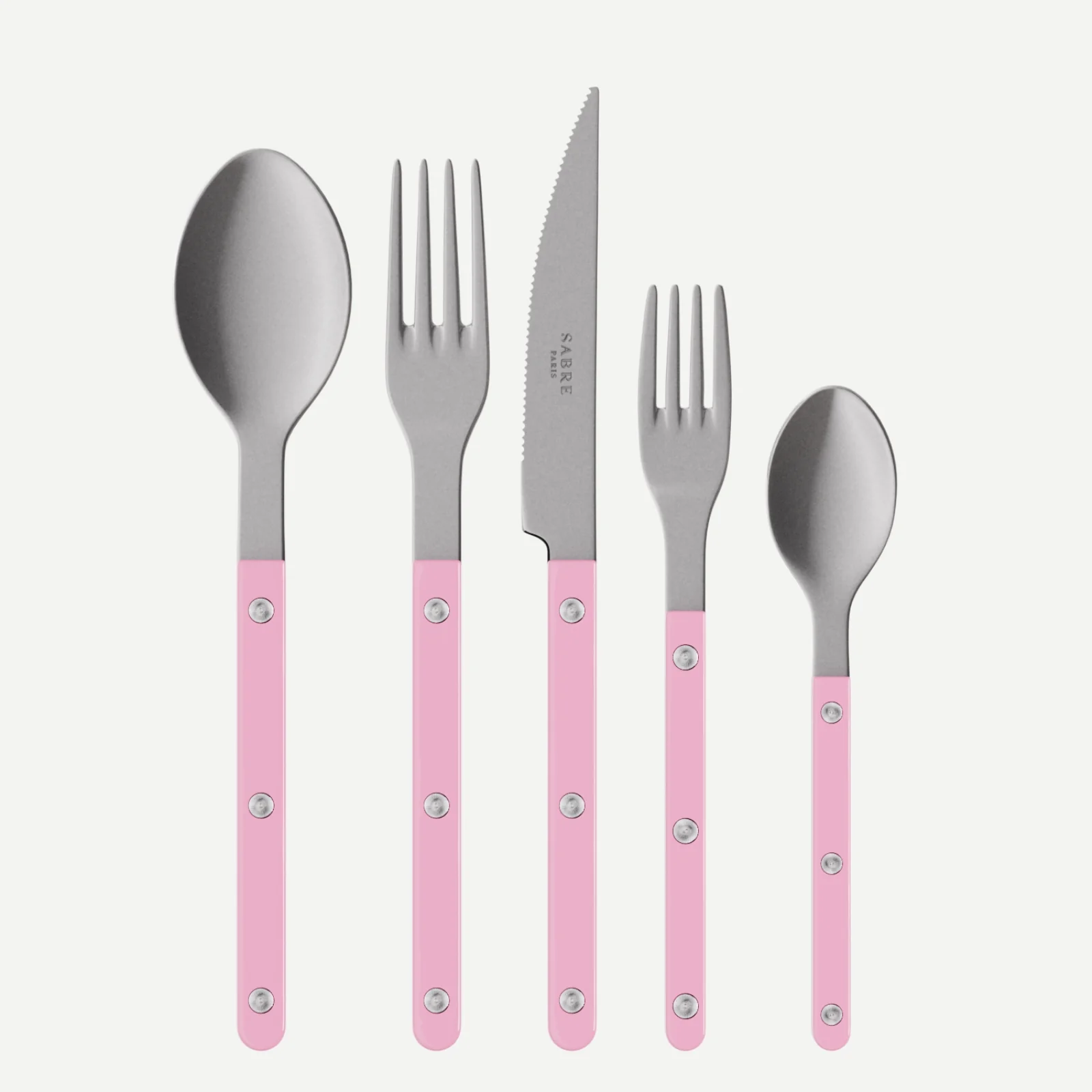 Bistrot Vintage Uni, Rose - Set de 5 couverts de table