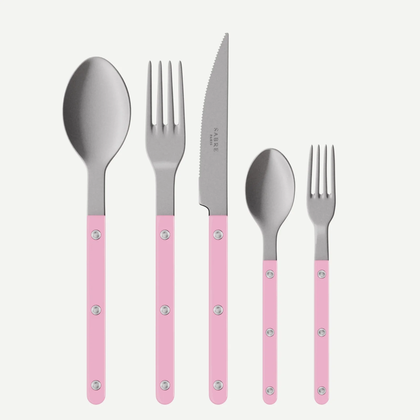 Bistrot Vintage Uni, Rose - Set de 5 couverts de table