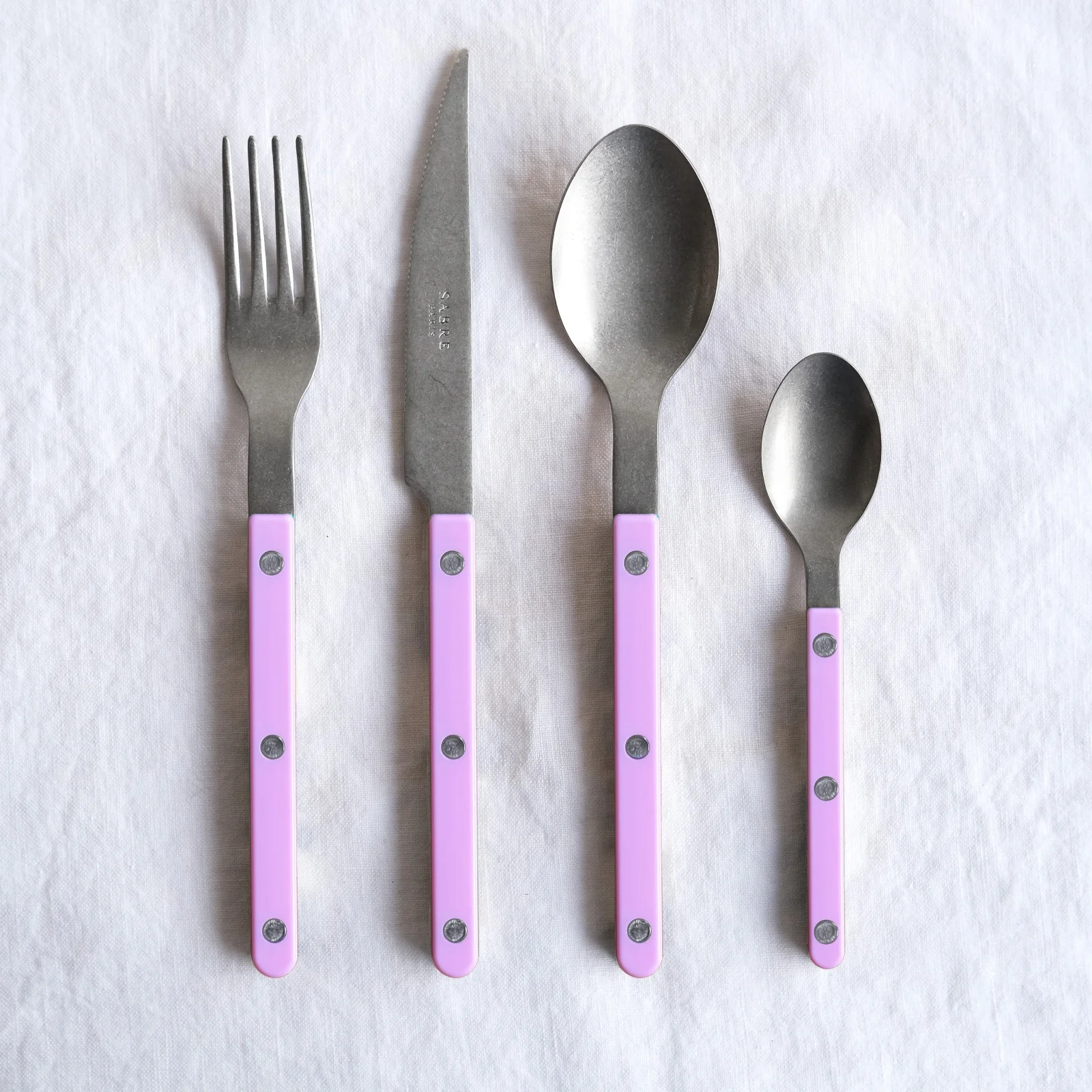 Bistrot Vintage Uni, Rose - Set de 5 couverts de table - Image 2
