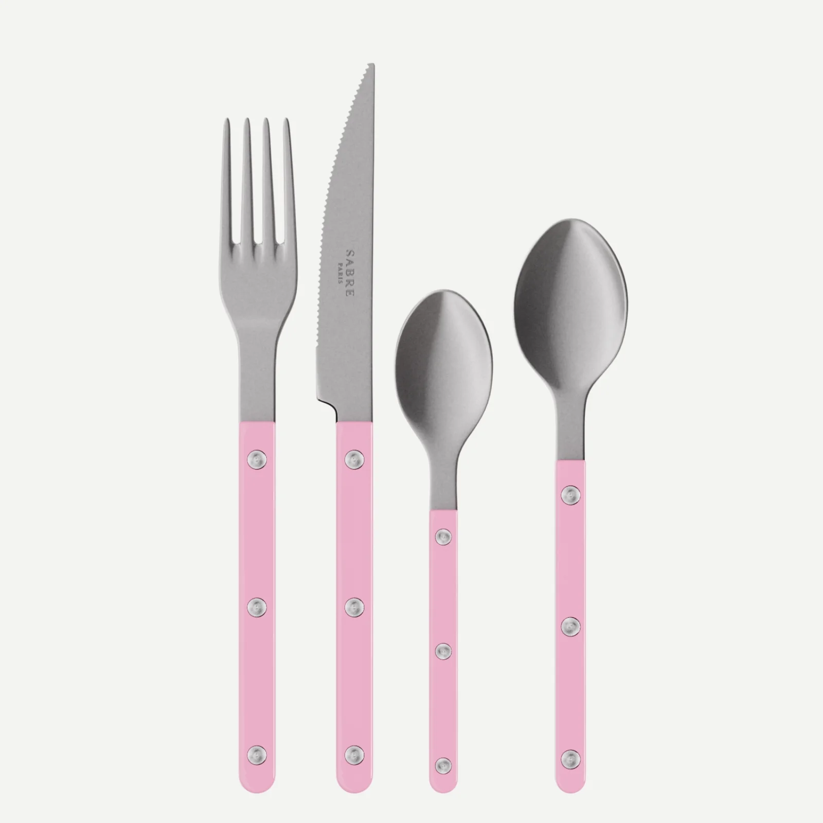 Bistrot Vintage Uni, Rose - Set de 4 couverts de table