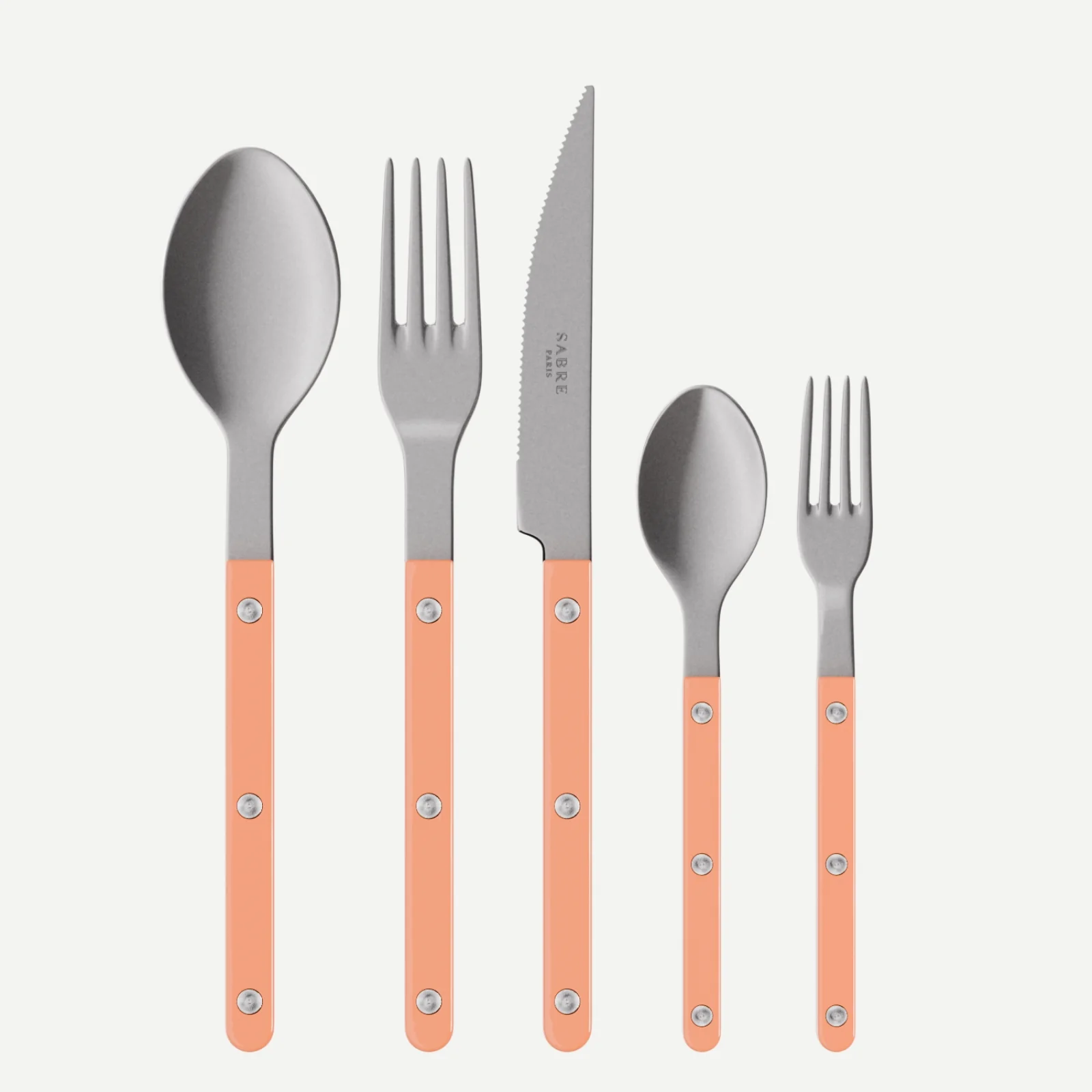 Bistrot Vintage Uni, Rose nude - Set de 5 couverts de table