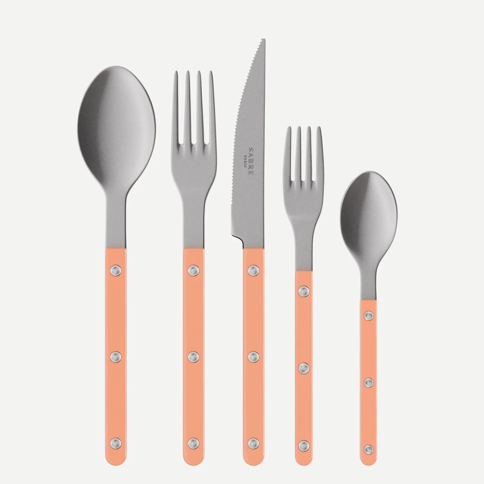 Bistrot Vintage Uni, Rose nude - Set de 5 couverts de table