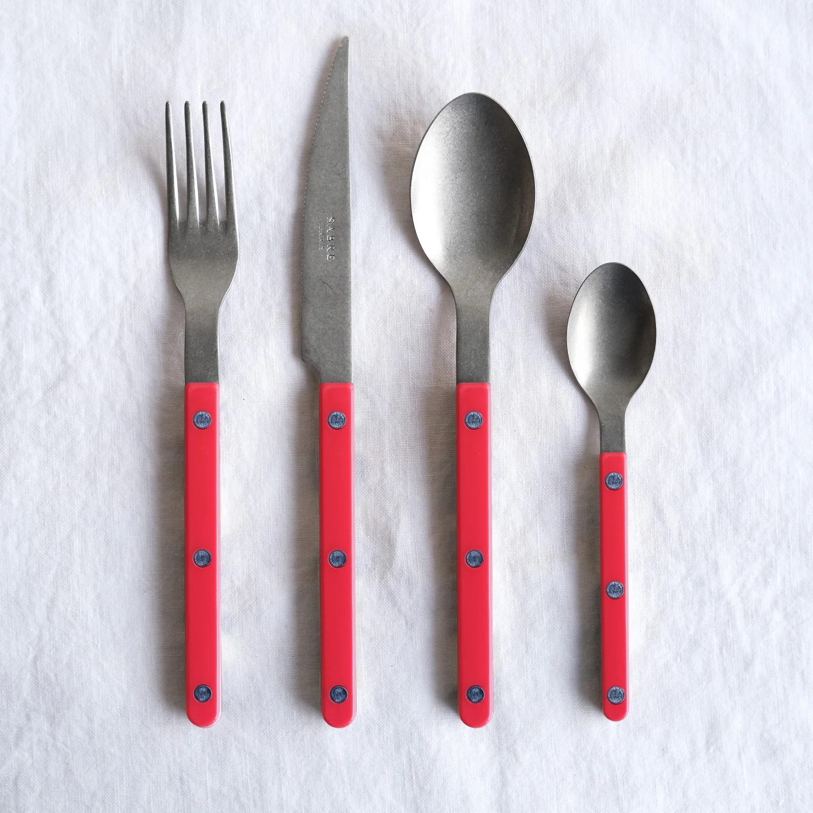 Bistrot Vintage Uni, Rouge - Set de 5 couverts de table - Image 4