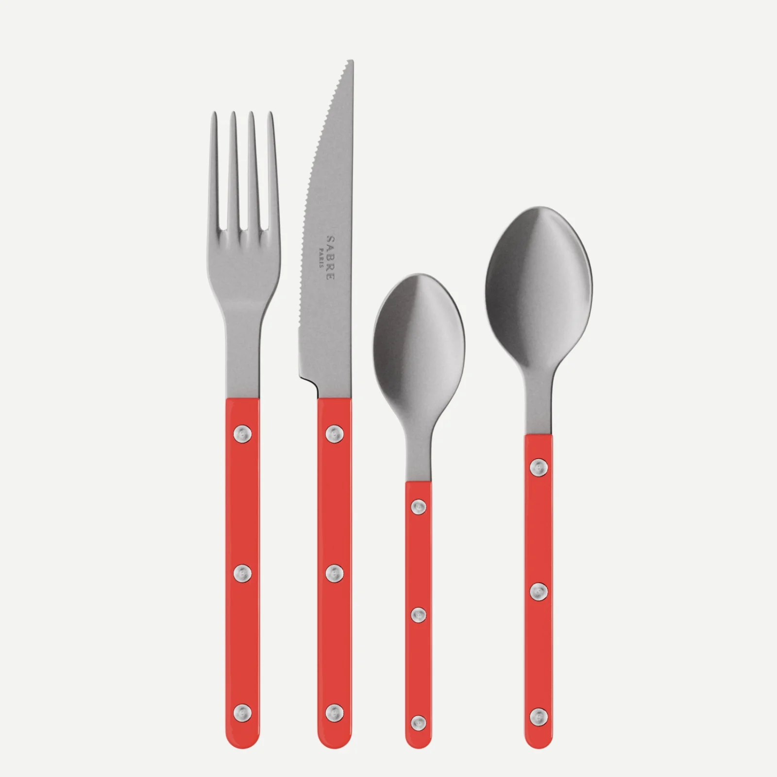 Bistrot Vintage Uni, Rouge - Set de 4 couverts de table