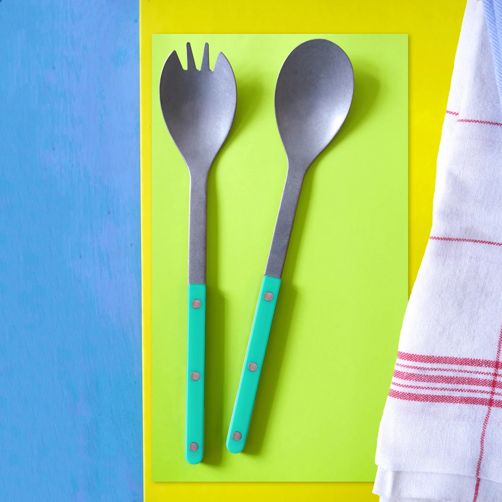 Bistrot Vintage Uni, Turquoise - Couverts à salade - Image 2