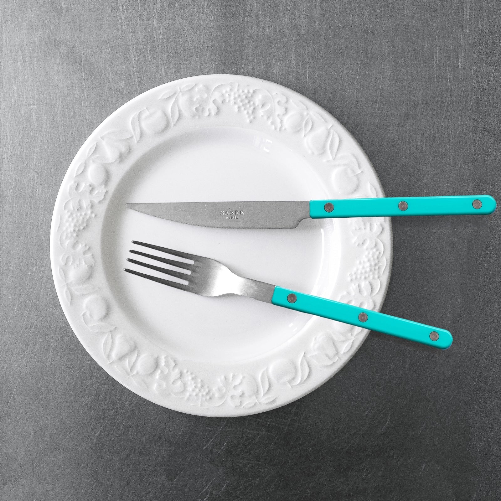 Bistrot Vintage Uni, Turquoise - Set de 5 couverts de table - Image 3