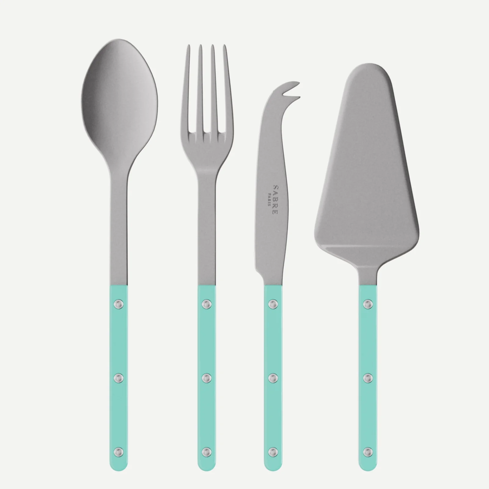 Bistrot Vintage Uni, Turquoise - Set Les Essentiels Bistrot - ensemble de 4 couverts de service