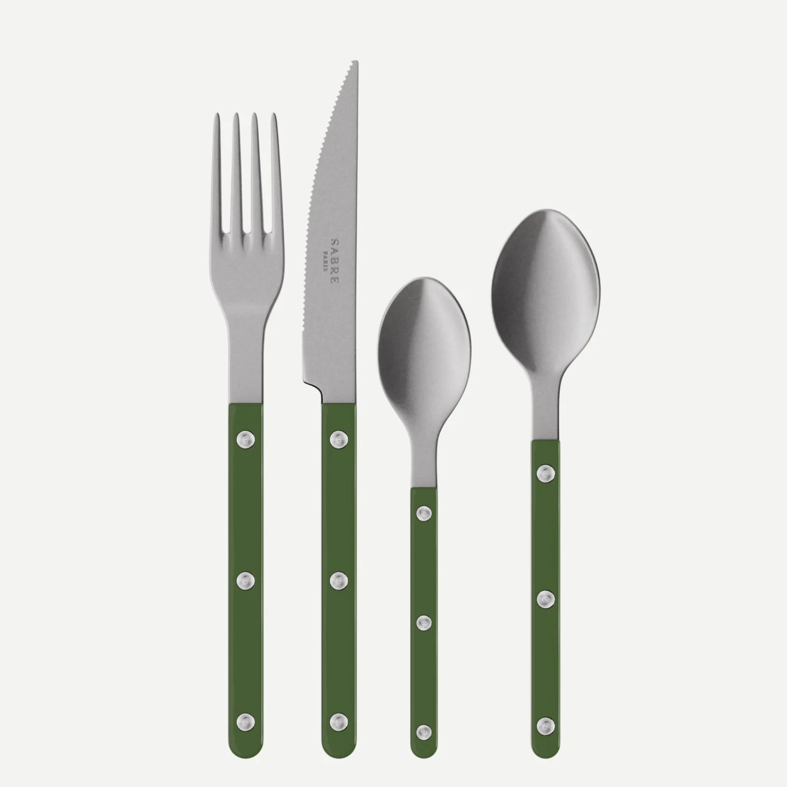 Bistrot Vintage Uni, Vert - Set de 4 couverts de table