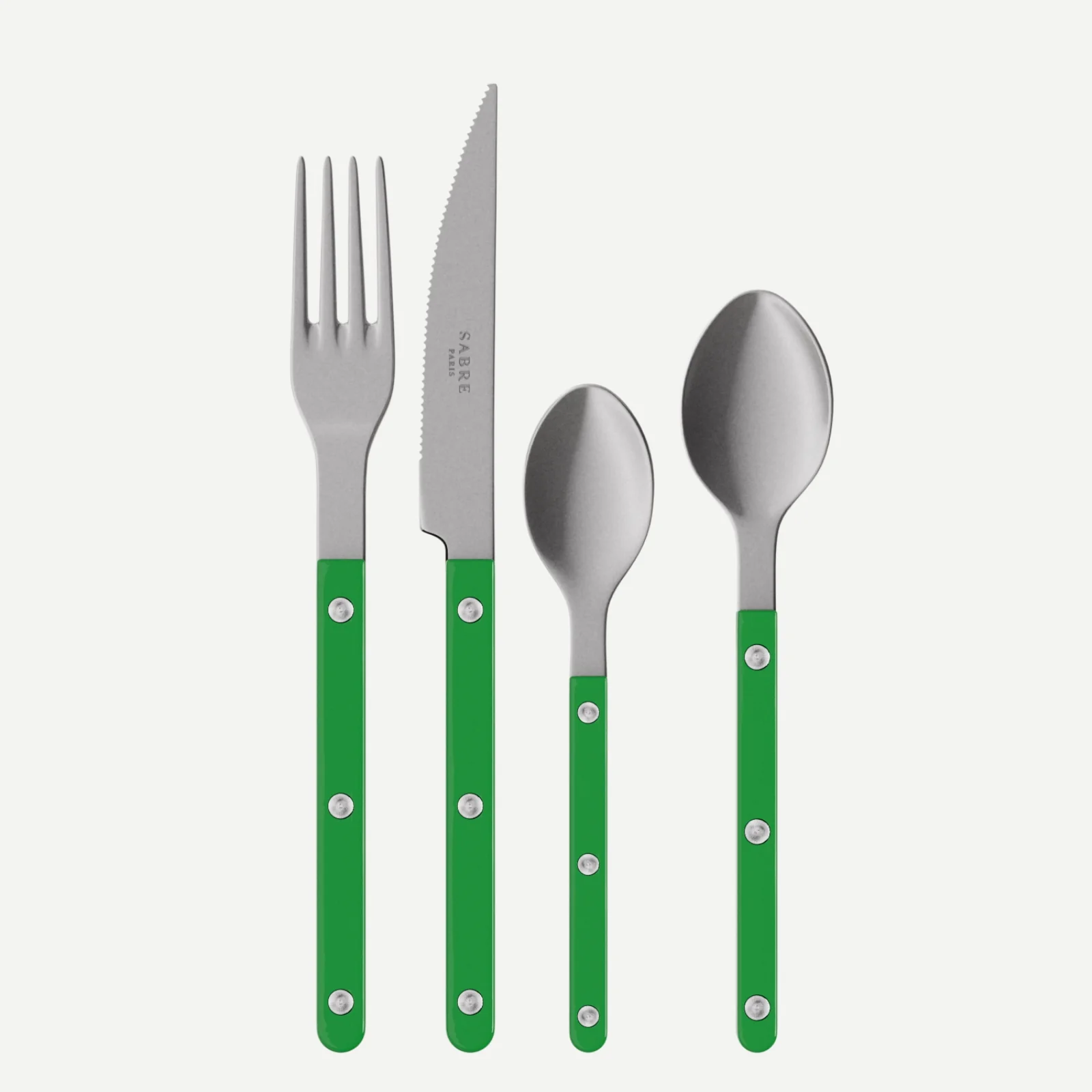 Bistrot Vintage Uni, Vert jardin - Set de 4 couverts de table