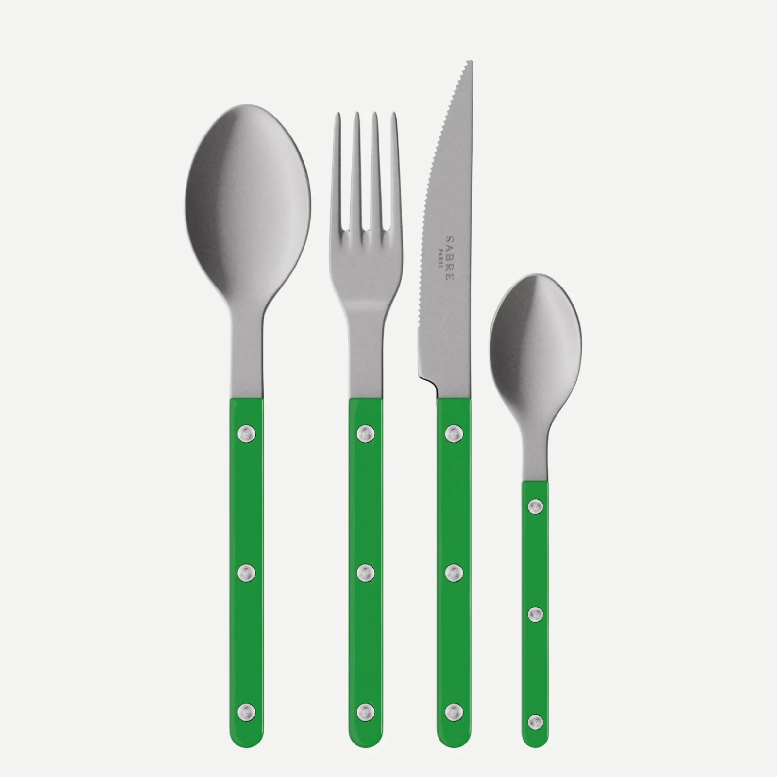 Bistrot Vintage Uni, Vert jardin - Set de 4 couverts de table