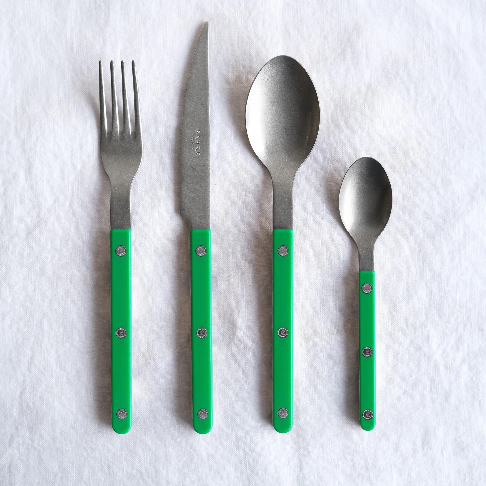 Bistrot Vintage Uni, Vert jardin - Set de 4 couverts de table - Image 5