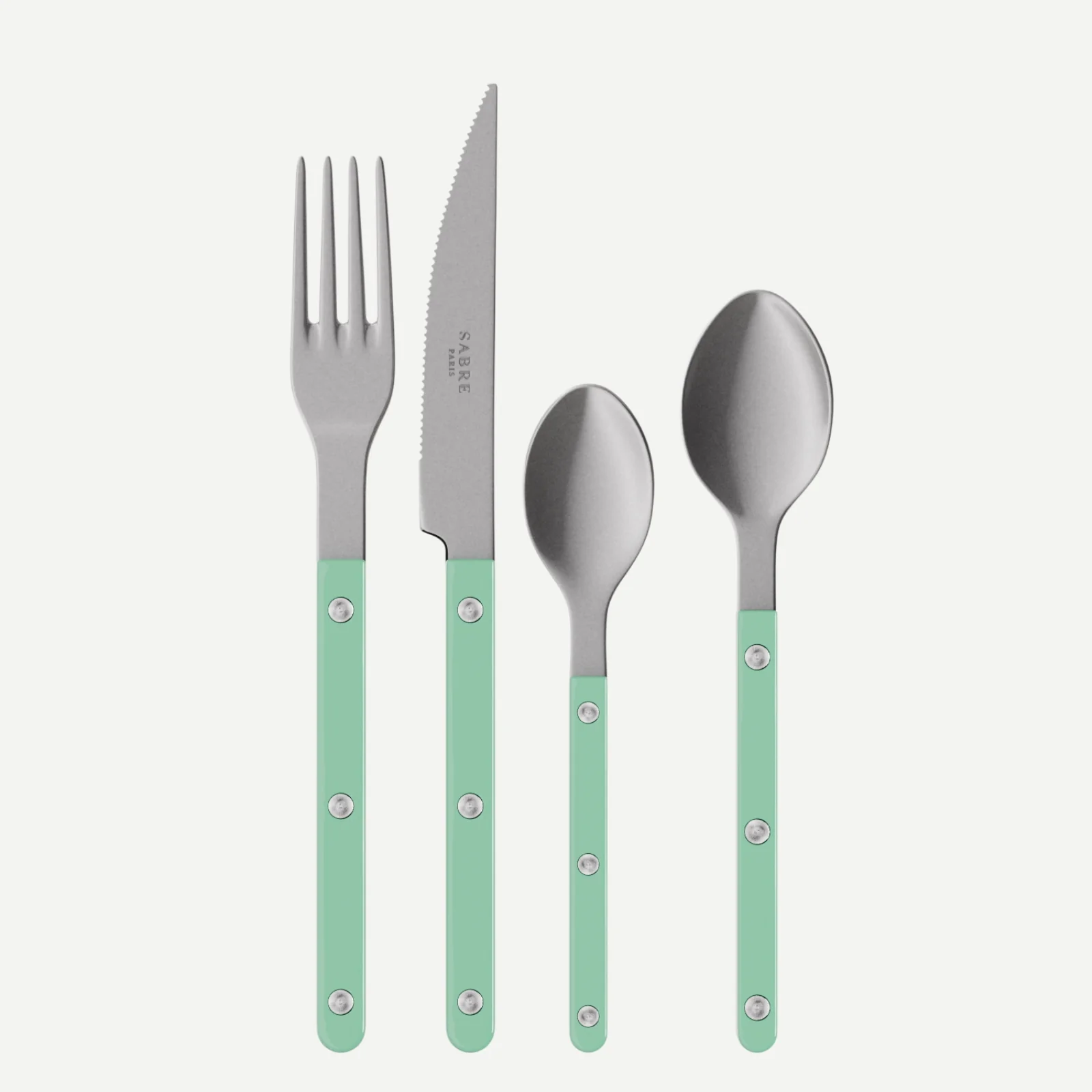 Bistrot Vintage Uni, Vert pastel - Set de 4 couverts de table