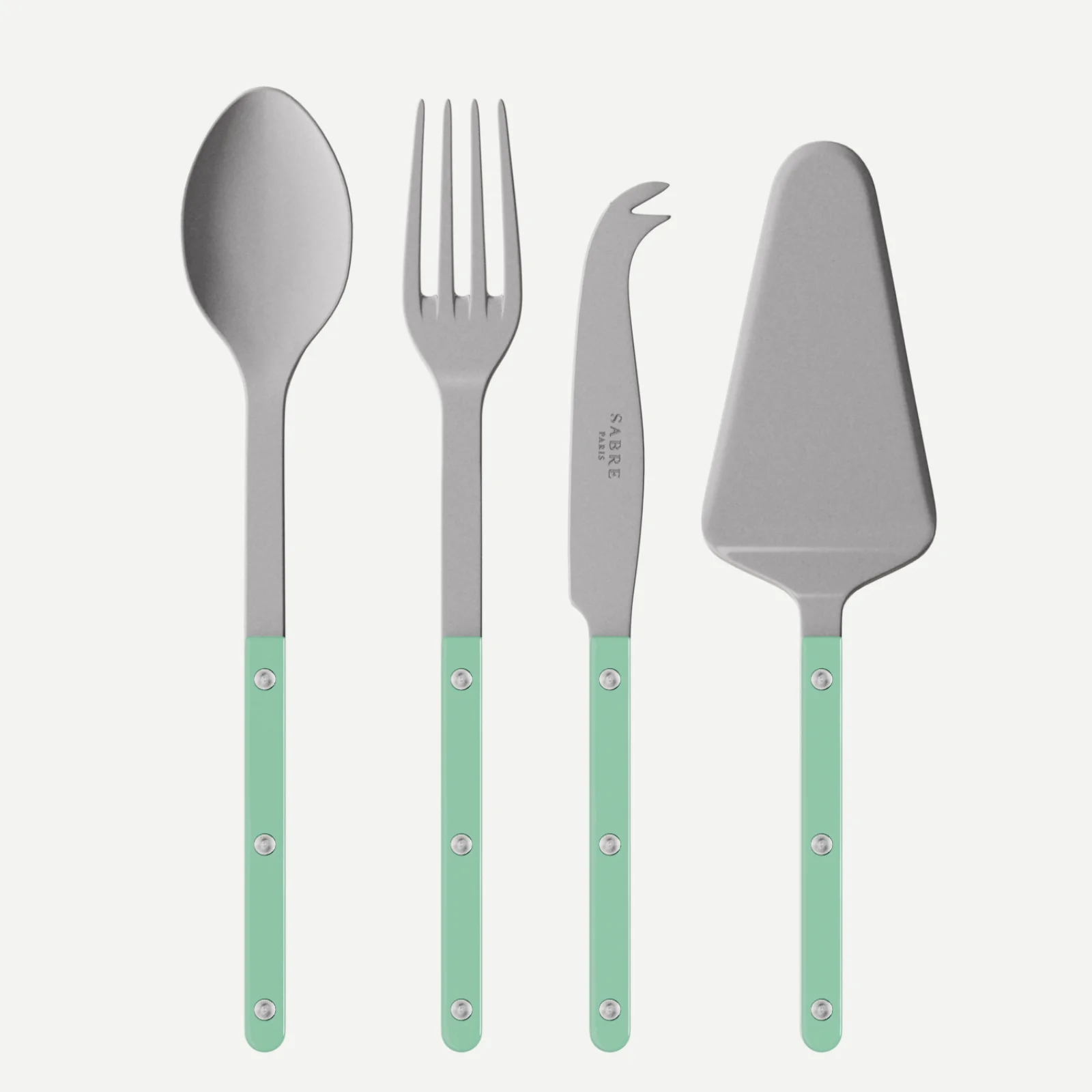 Bistrot Vintage Uni, Vert pastel - Set Les Essentiels Bistrot - ensemble de 4 couverts de service