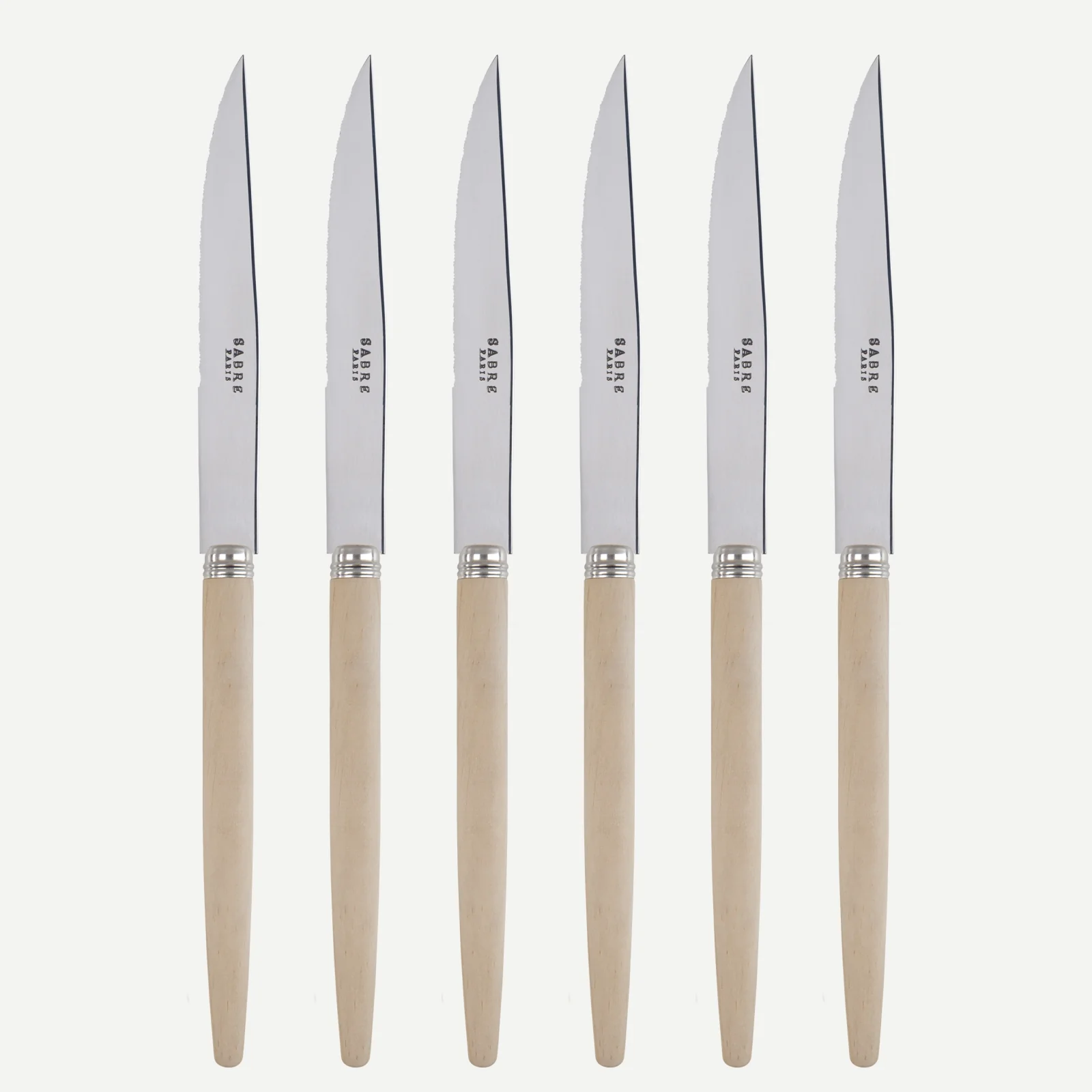 Jonc, Bois clair - Set de 6 couteaux à steak