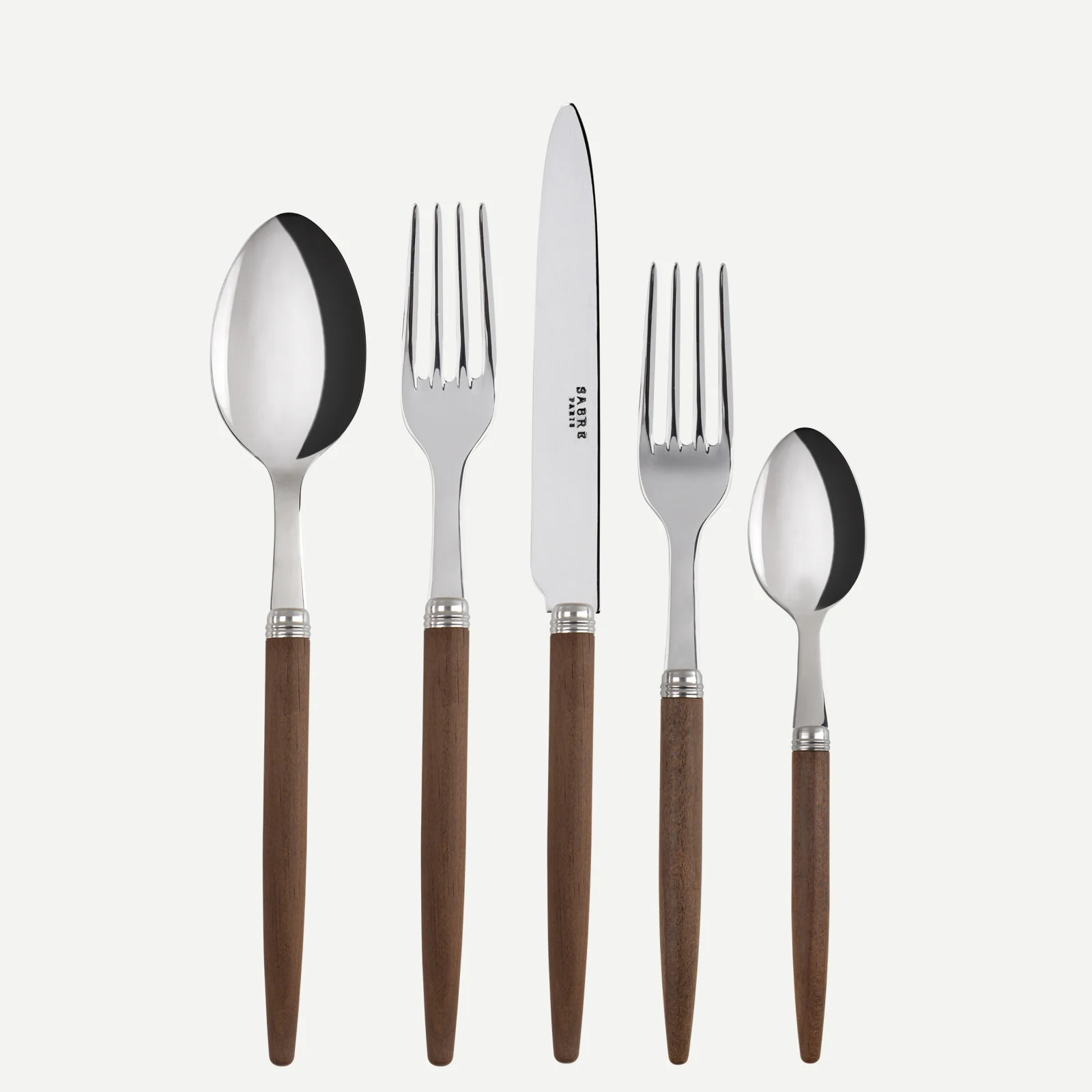 Jonc, Bois foncé - Set de 5 couverts de table