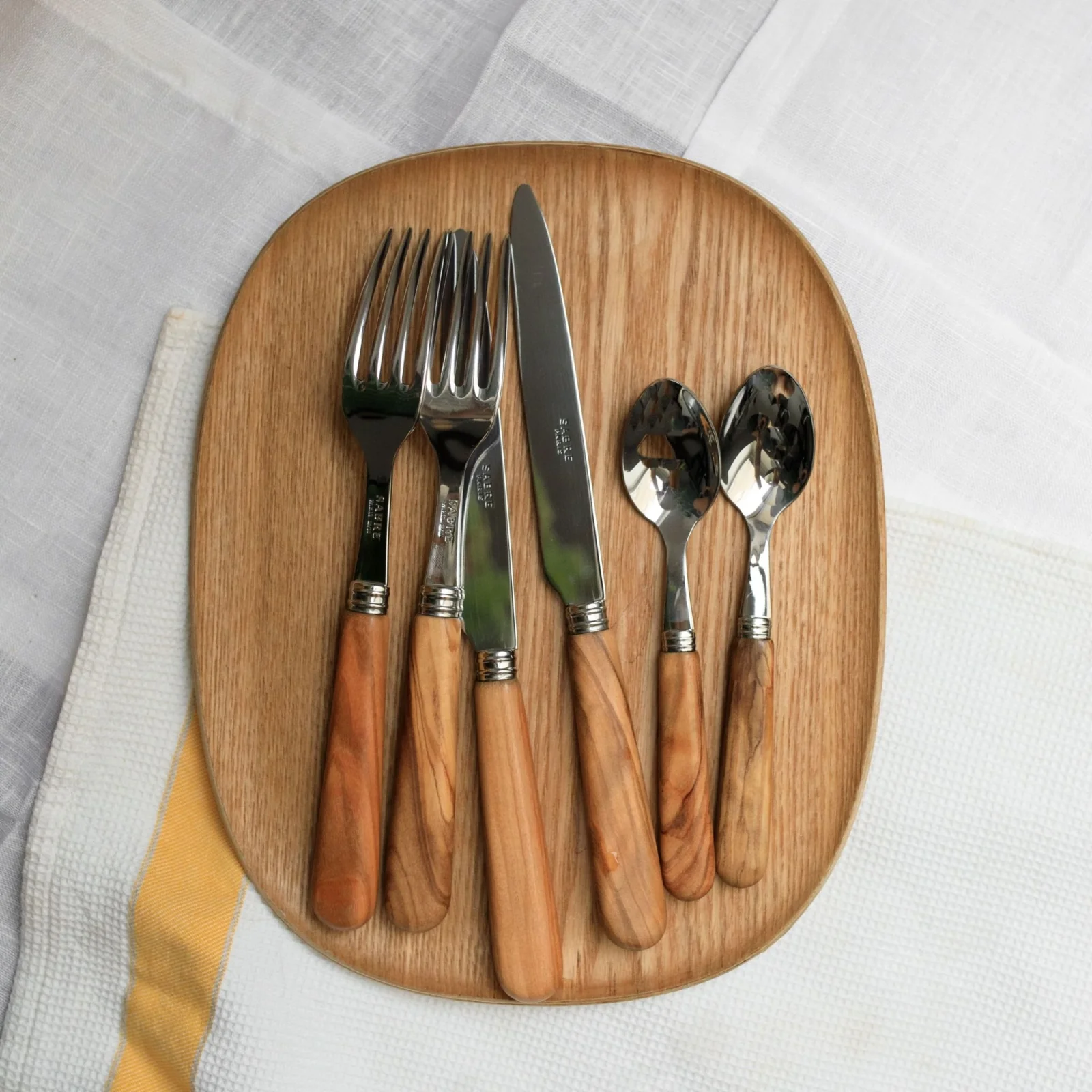 Lavandou, Bois d'olivier - Set de 4 couverts de table - Image 2