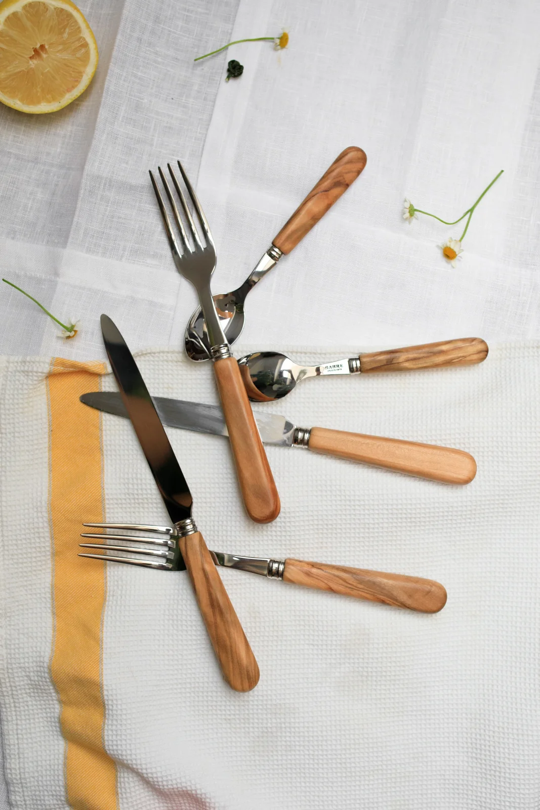 Lavandou, Bois d'olivier - Set de 4 couverts de table - Image 4